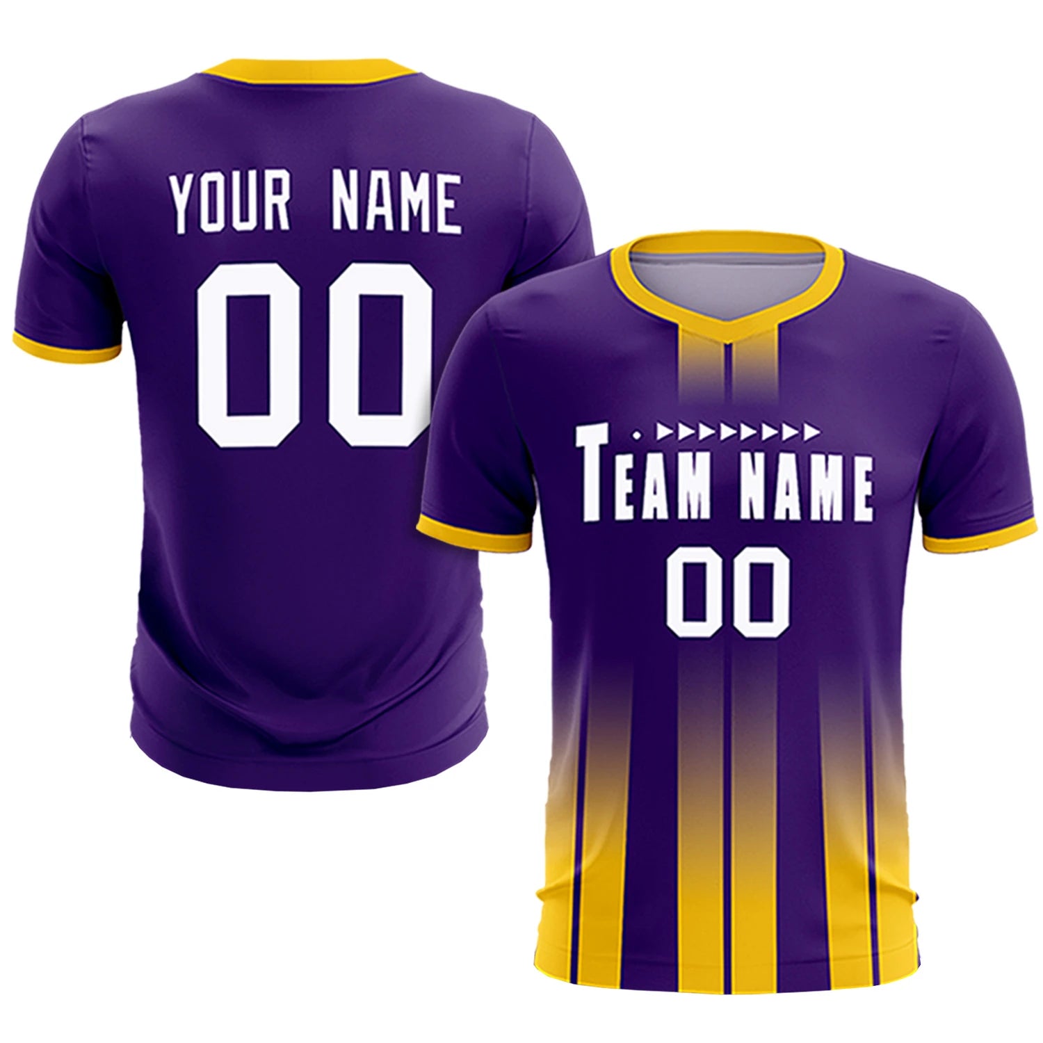 Custom Purple Gold01 Vertical Training Uniform Soccer Sets Jersey