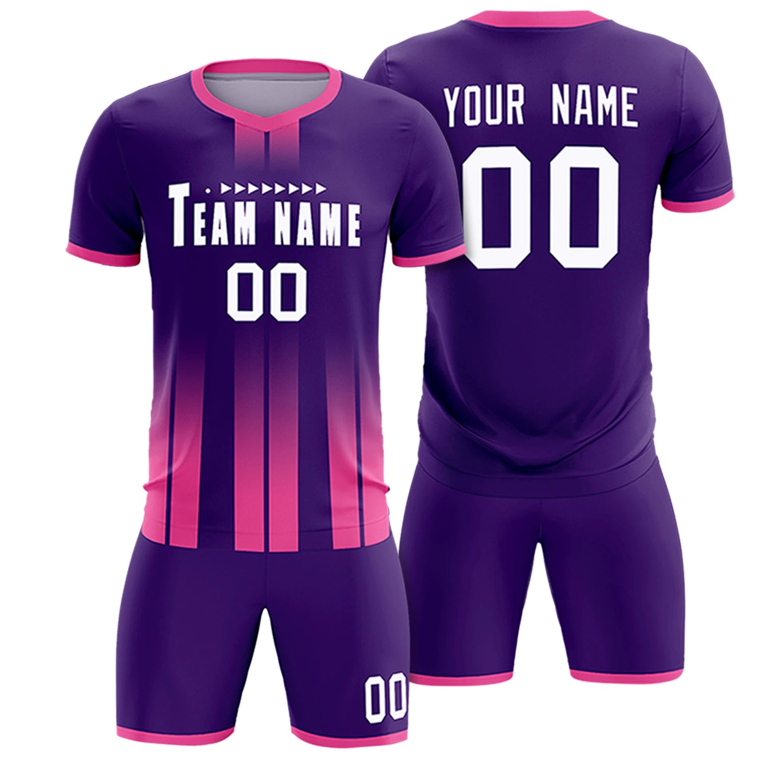 Custom Purple Pink Vertical Training Uniform Soccer Sets Jersey