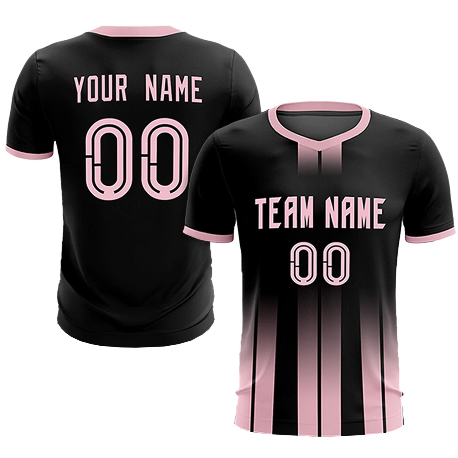 Custom Black Light Pink Vertical Training Uniform Soccer Sets Jersey