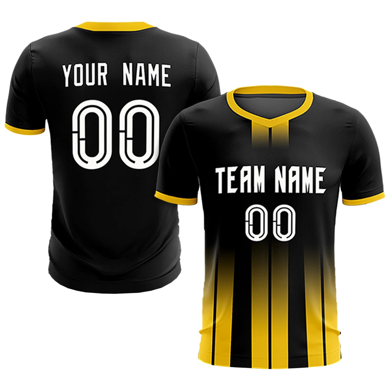 Custom Black Gold01 Vertical Training Uniform Soccer Sets Jersey