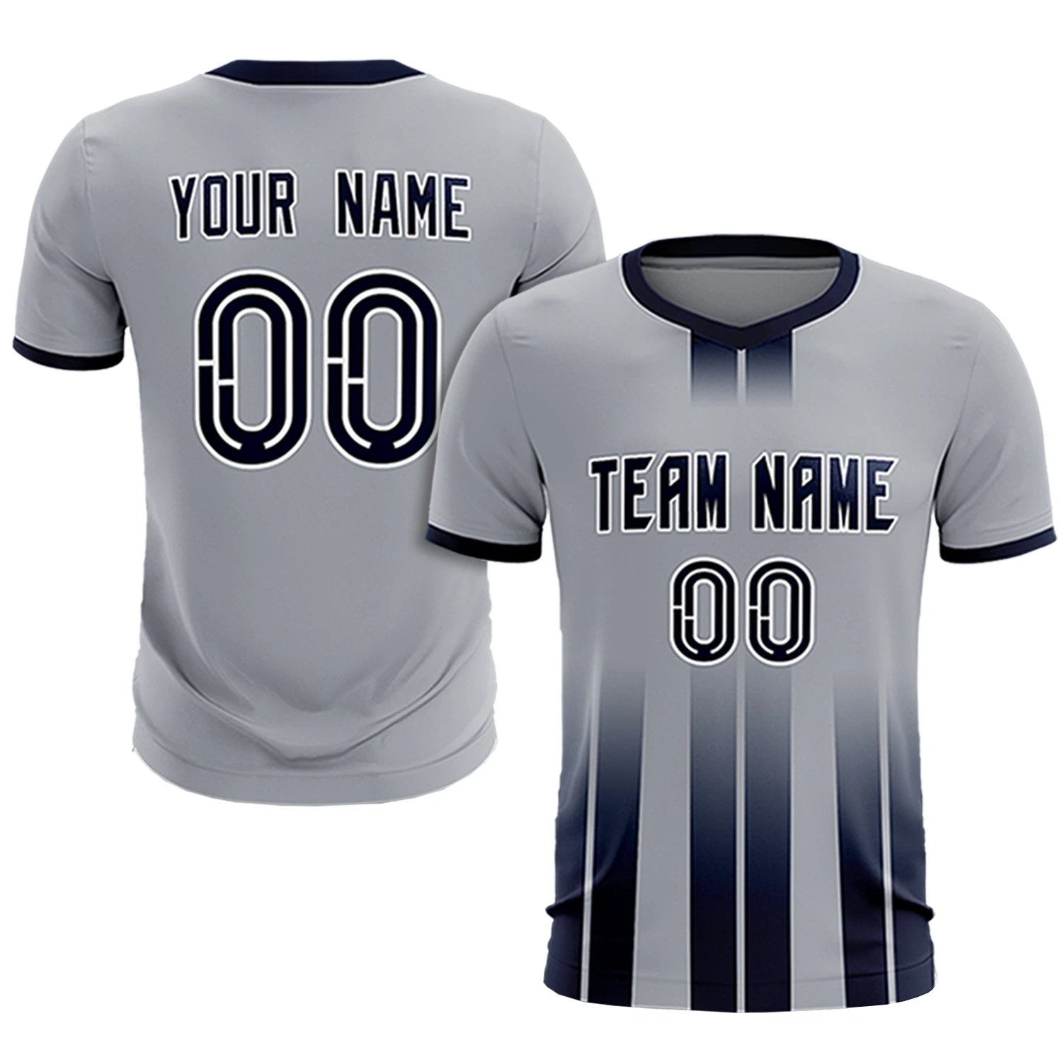 Custom Gray Navy Vertical Training Uniform Soccer Sets Jersey