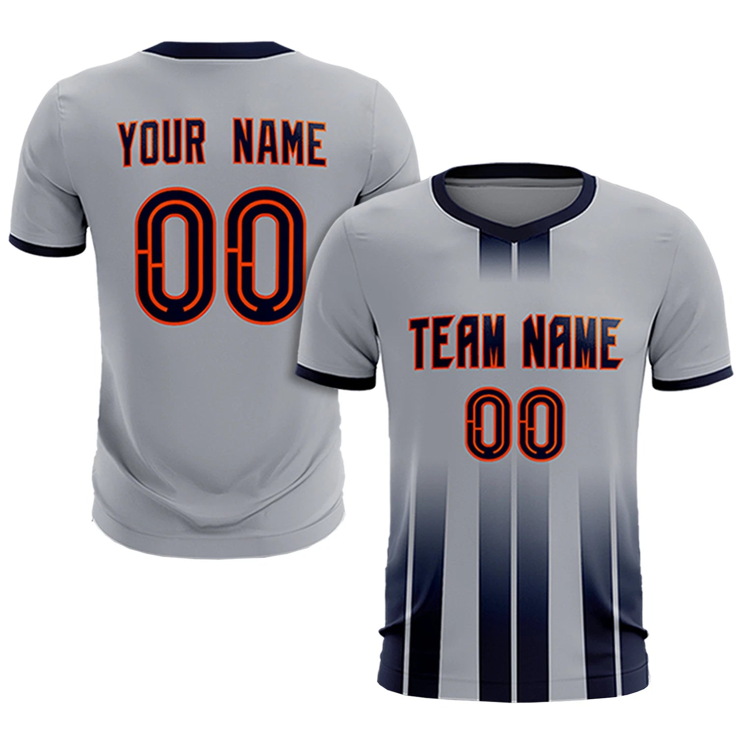 Custom Gray Navy Vertical Training Uniform Soccer Sets Jersey