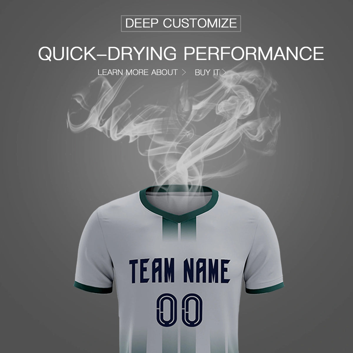 Custom Gray Midnight Green Vertical Training Uniform Soccer Sets Jersey