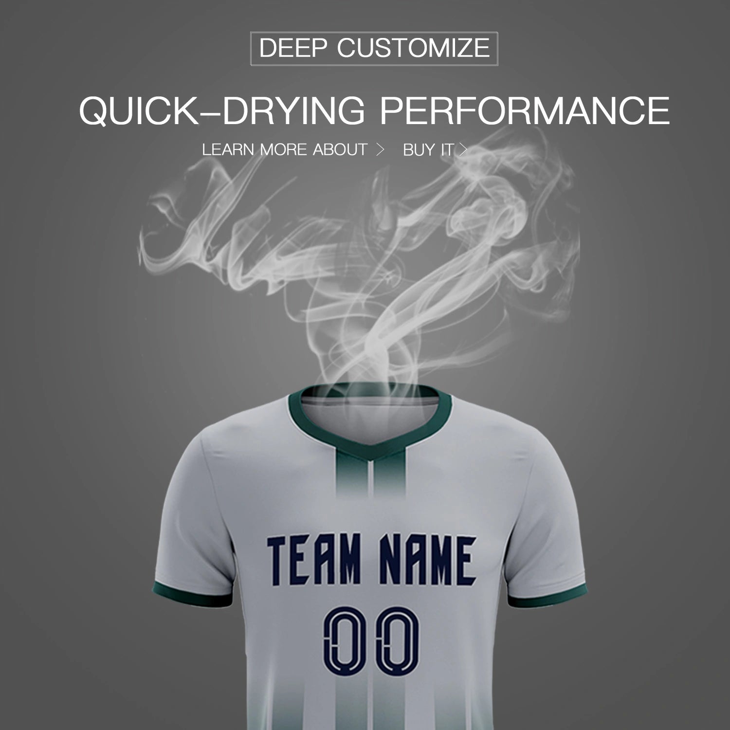 Custom Gray Midnight Green Vertical Training Uniform Soccer Sets Jersey