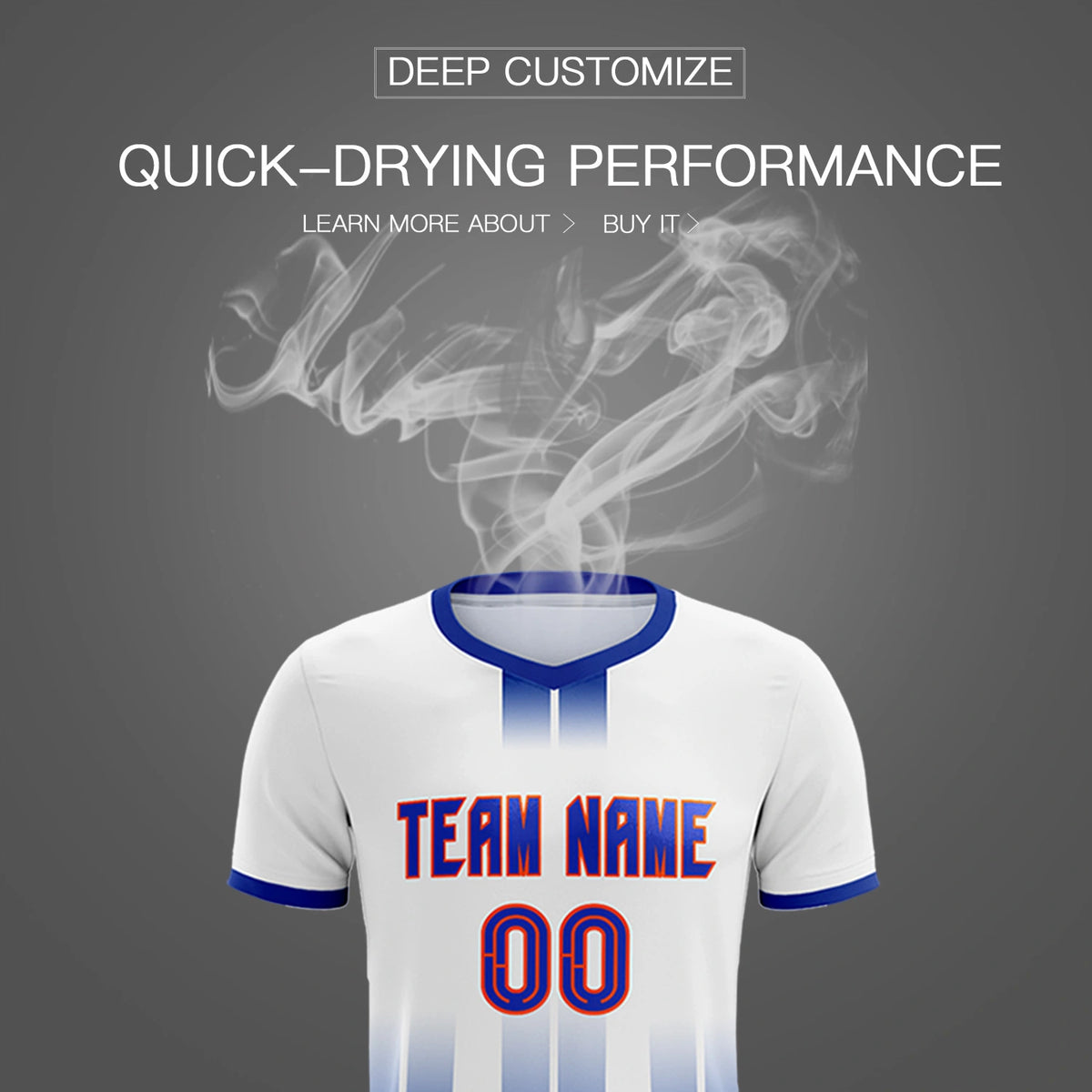 Custom White Royal Blue Vertical Training Uniform Soccer Sets Jersey
