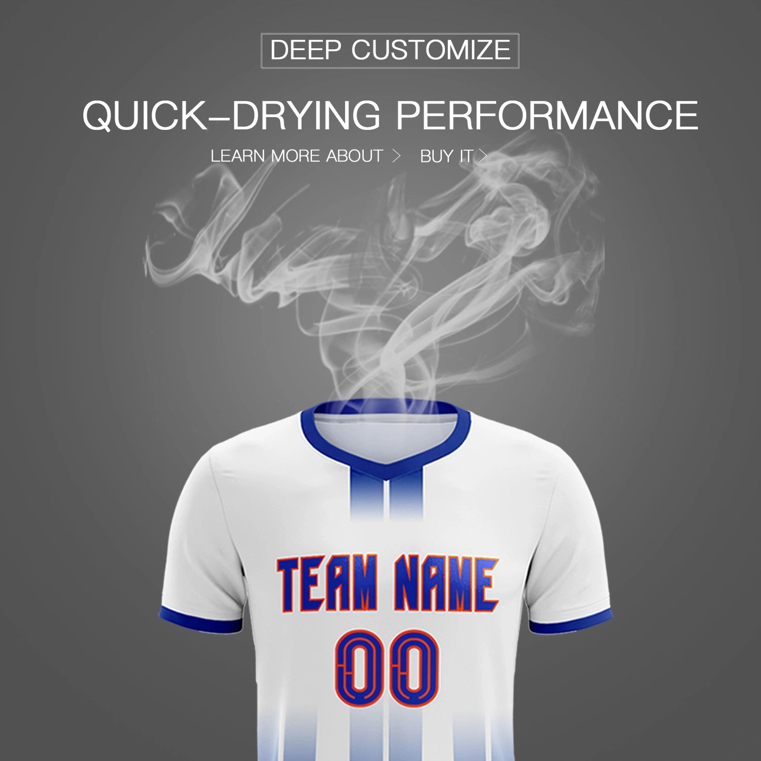 Custom White Royal Blue Vertical Training Uniform Soccer Sets Jersey
