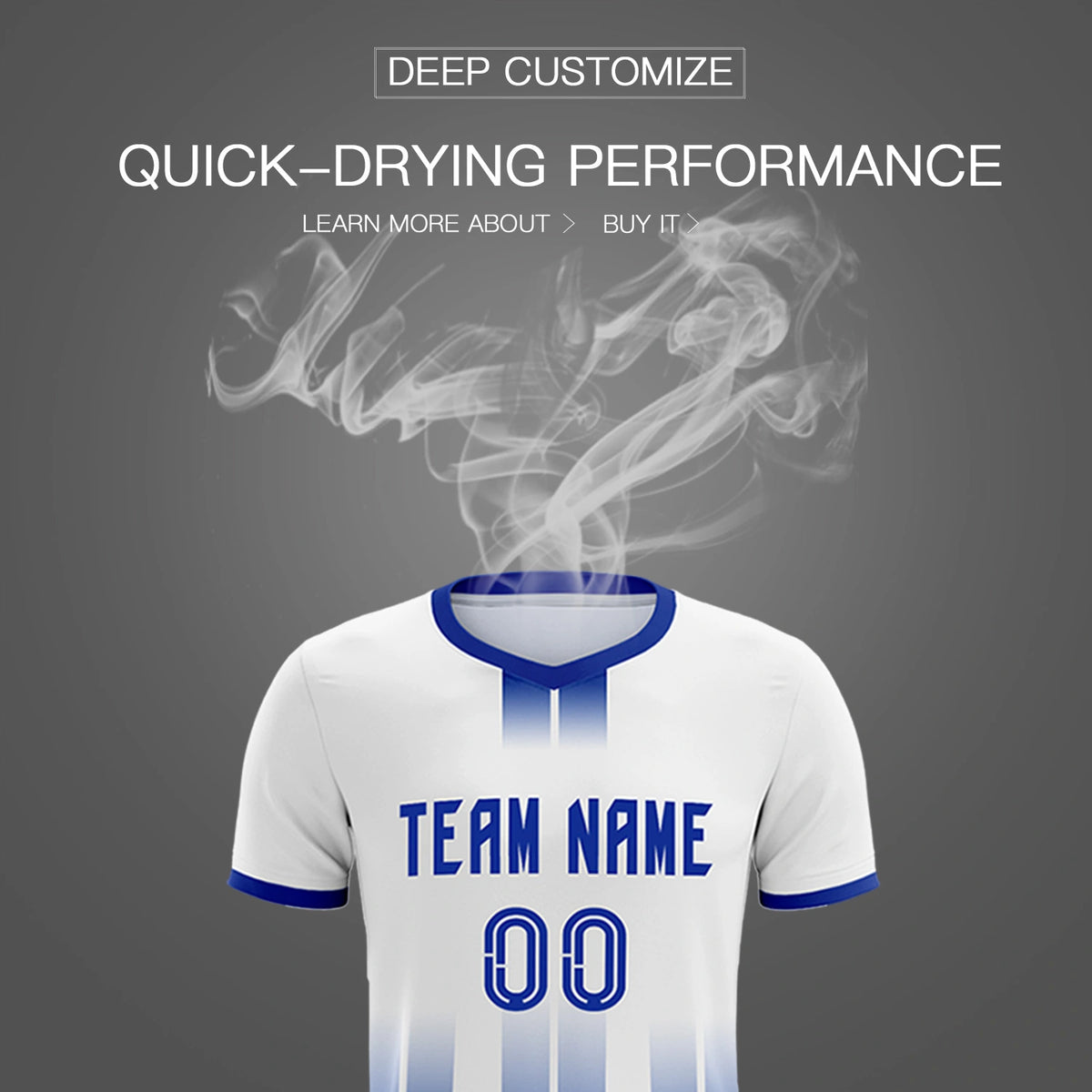 Custom White Royal Blue Vertical Training Uniform Soccer Sets Jersey