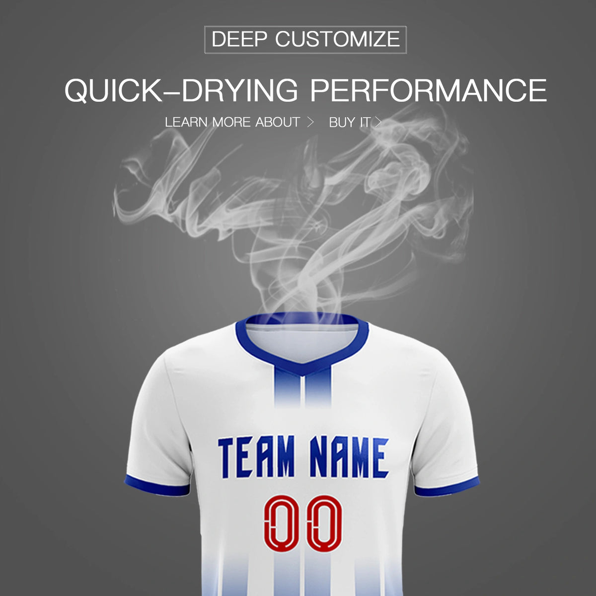 Custom White Royal Blue Vertical Training Uniform Soccer Sets Jersey