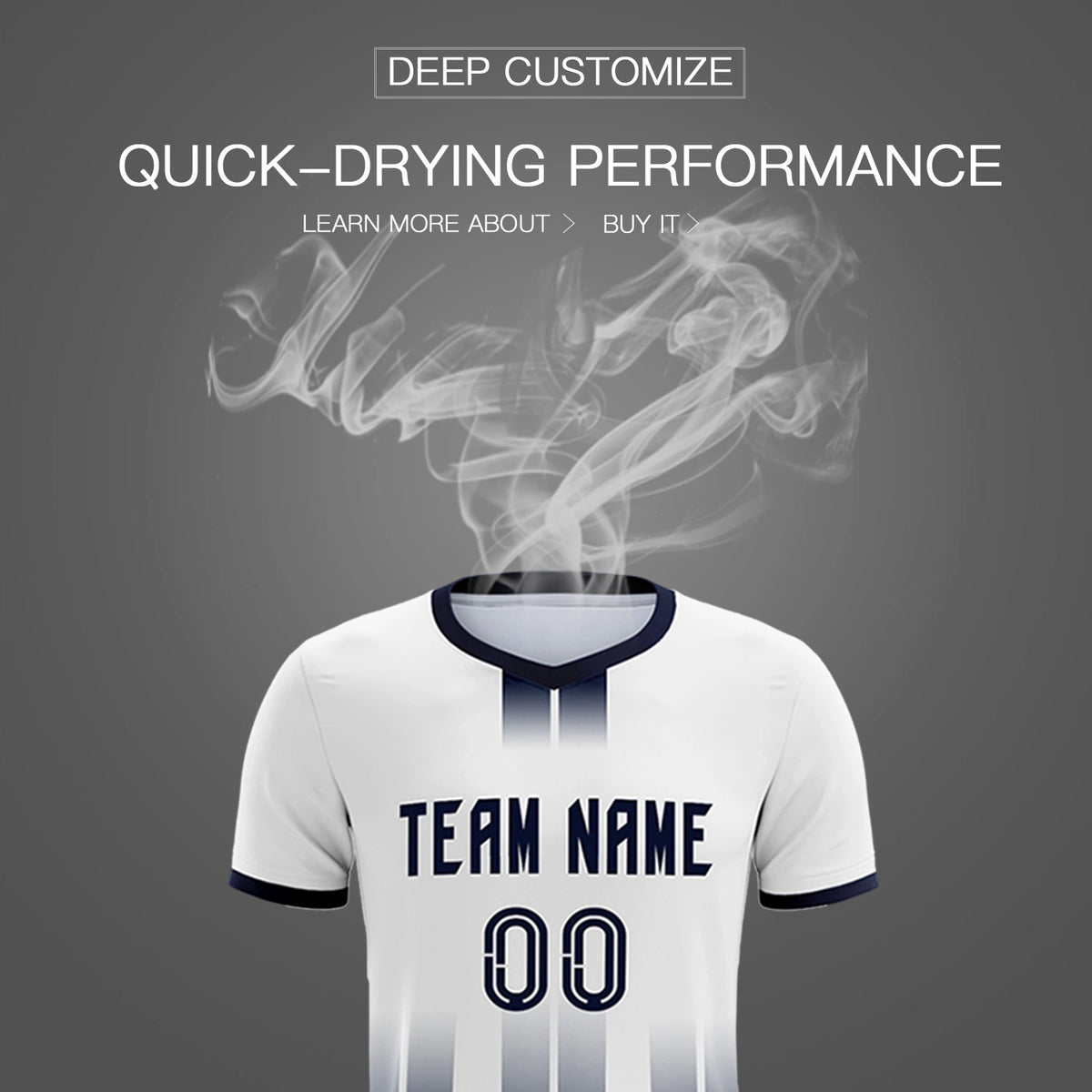 Custom White Navy Vertical Training Uniform Soccer Sets Jersey