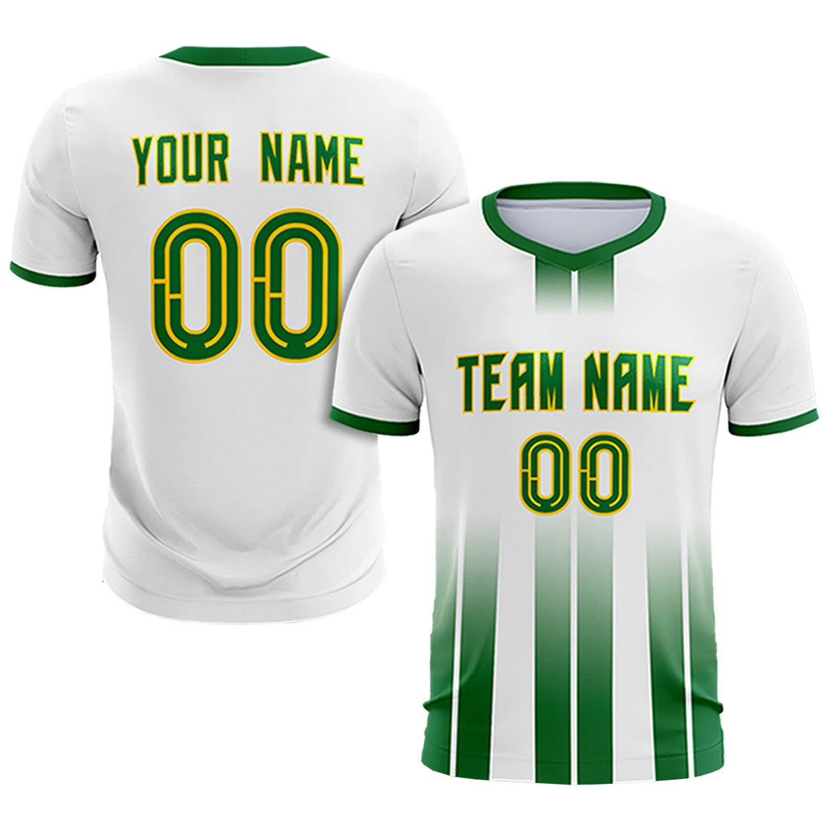 Custom White Kelly Green Vertical Training Uniform Soccer Sets Jersey