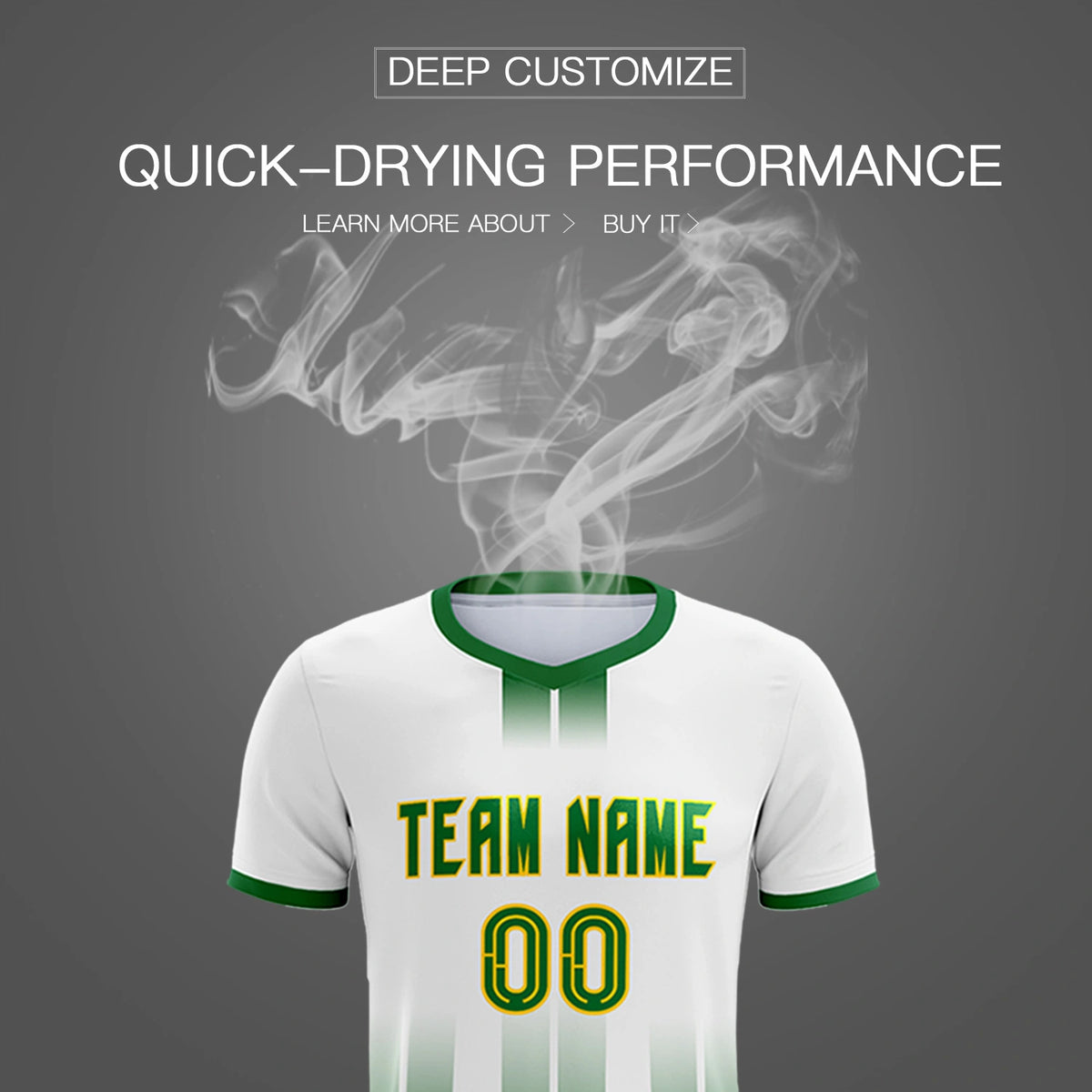 Custom White Kelly Green Vertical Training Uniform Soccer Sets Jersey