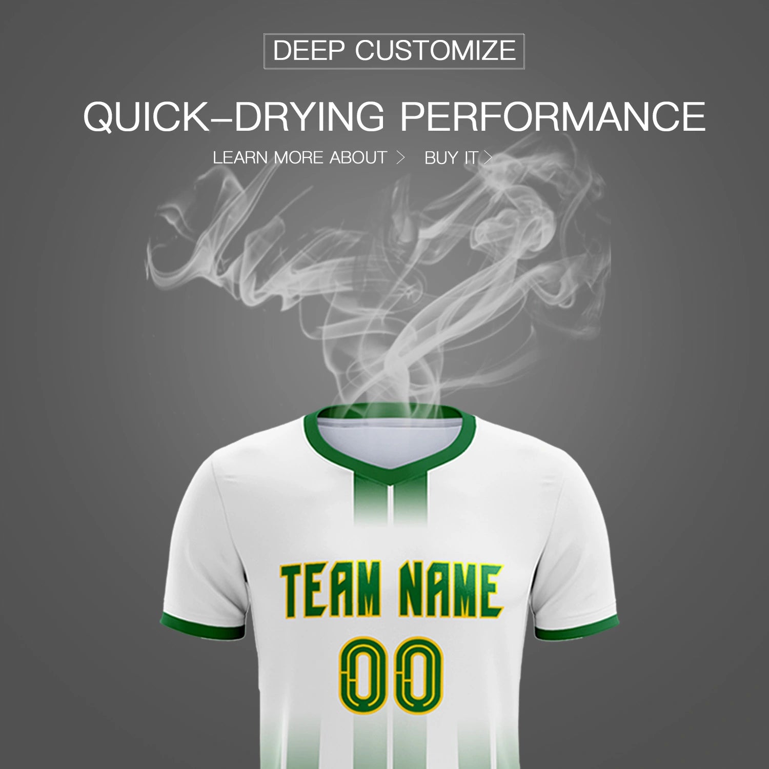 Custom White Kelly Green Vertical Training Uniform Soccer Sets Jersey