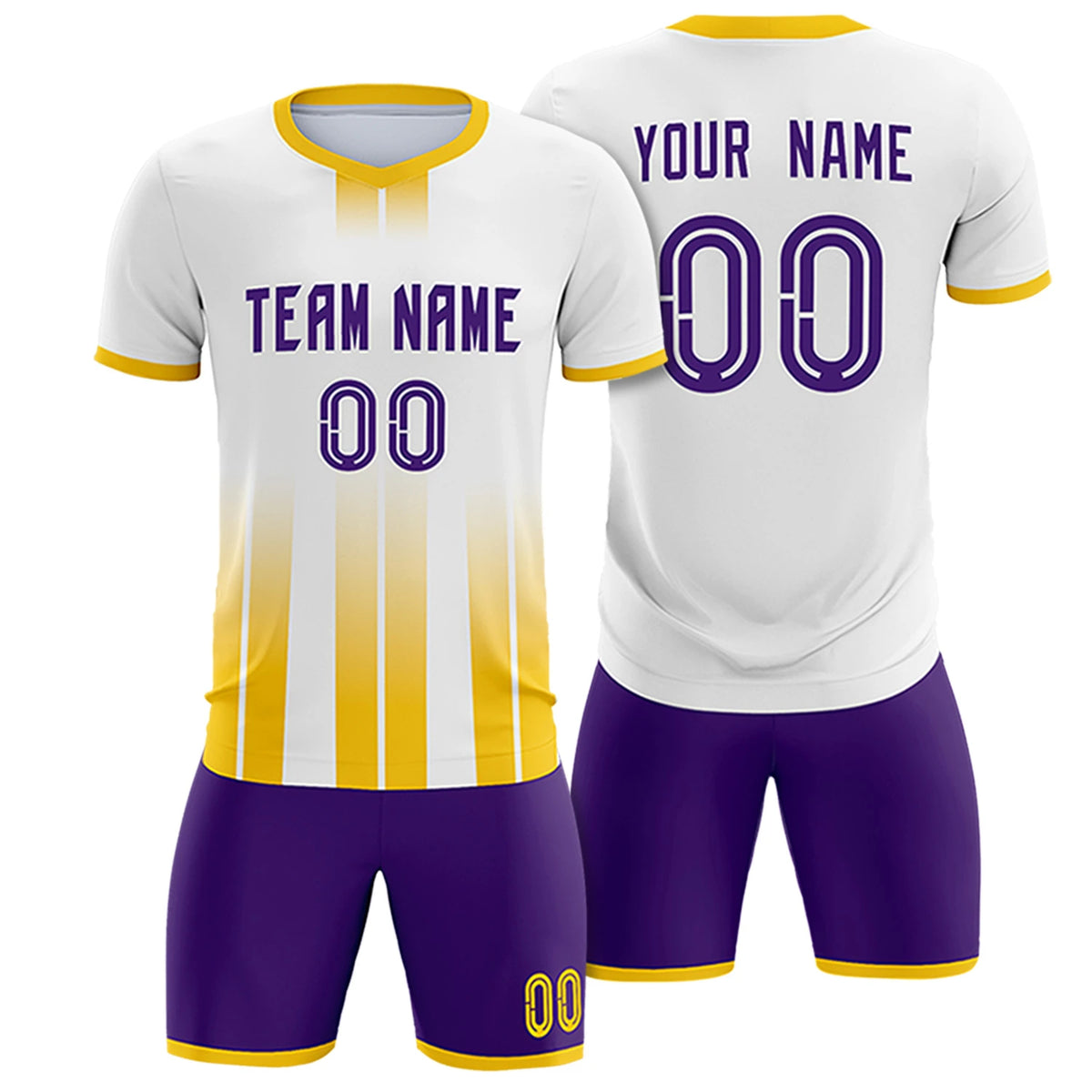 Custom White Gold01 Vertical Training Uniform Soccer Sets Jersey