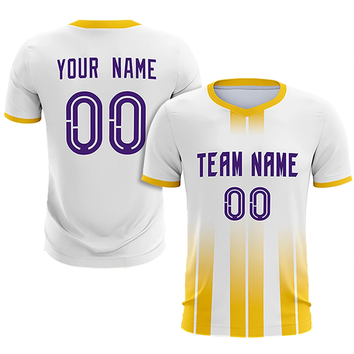 Custom White Gold01 Vertical Training Uniform Soccer Sets Jersey