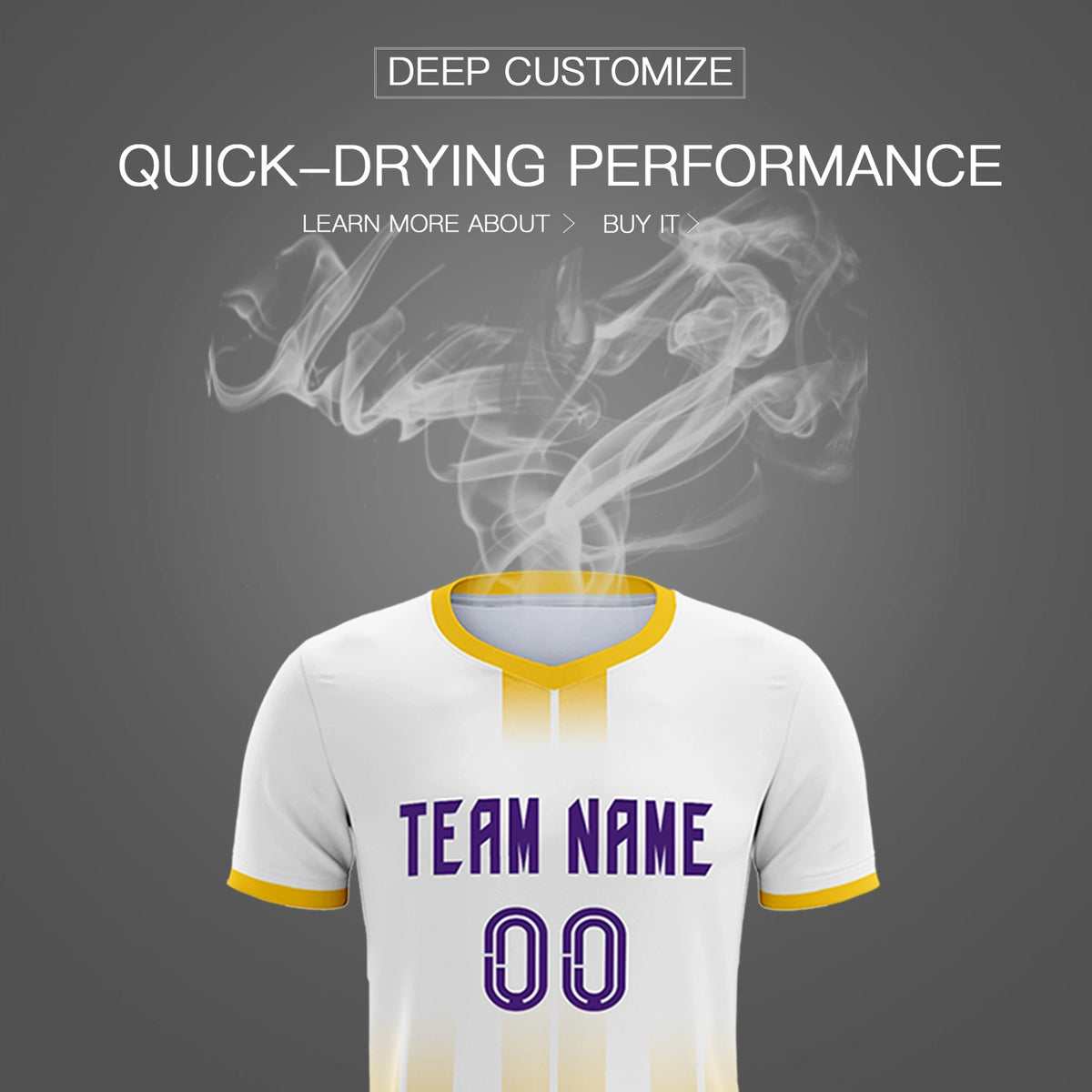 Custom White Gold01 Vertical Training Uniform Soccer Sets Jersey