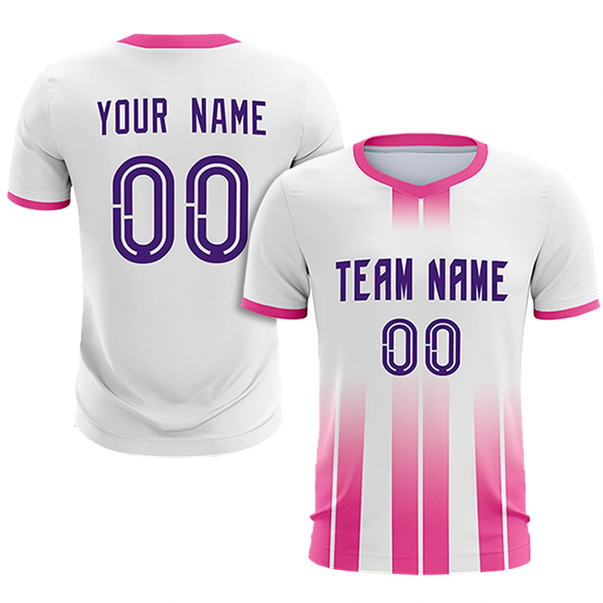 Custom White Pink Vertical Training Uniform Soccer Sets Jersey