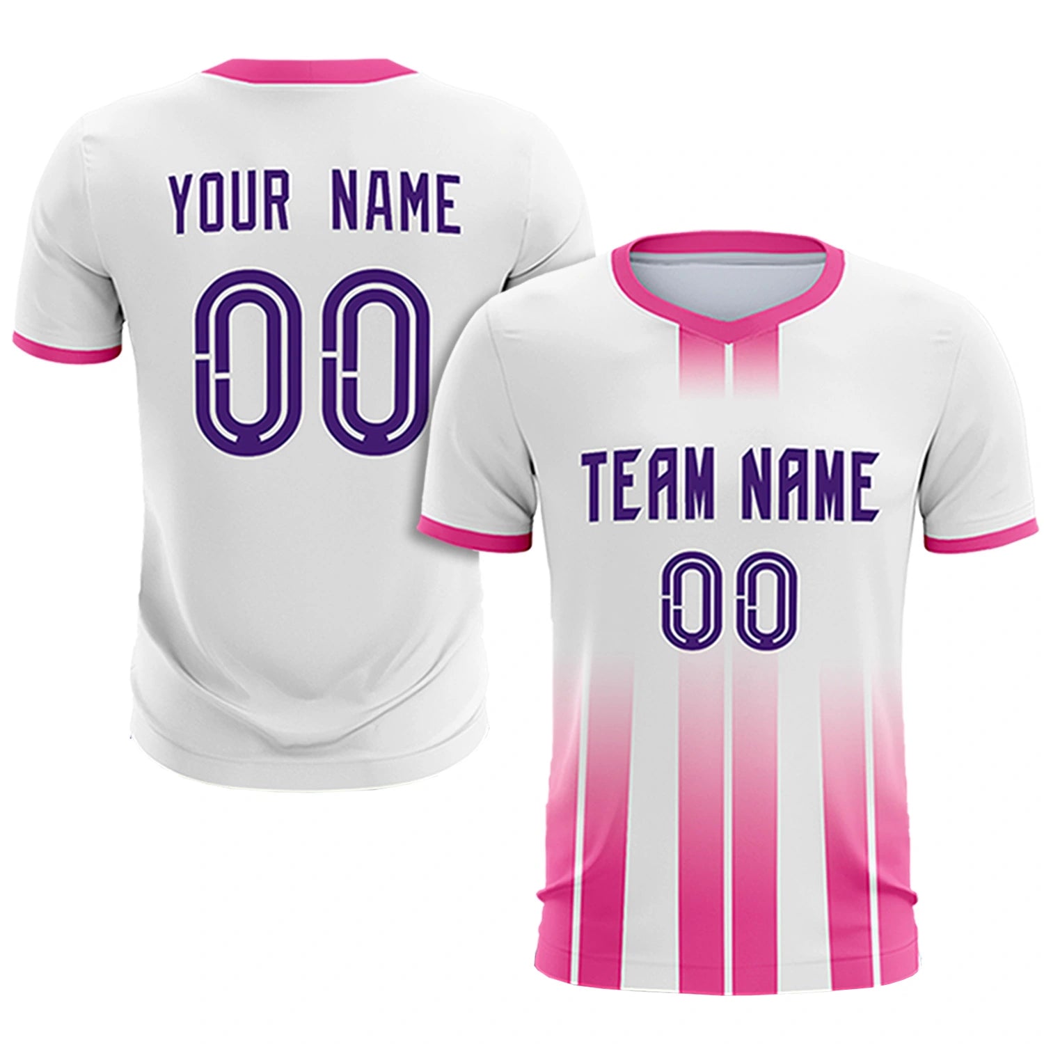 Custom White Pink Vertical Training Uniform Soccer Sets Jersey