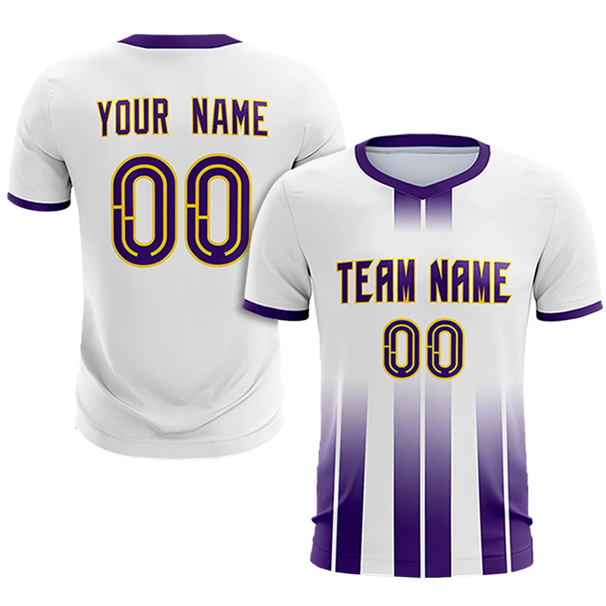 Custom White Purple Vertical Training Uniform Soccer Sets Jersey