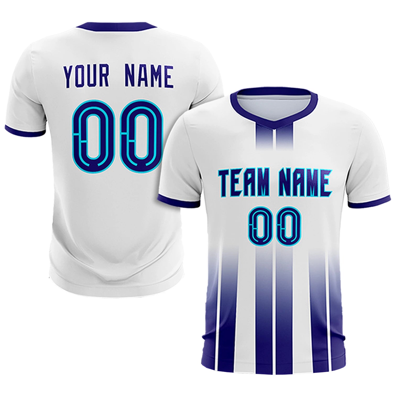 Custom White Purple Vertical Training Uniform Soccer Sets Jersey