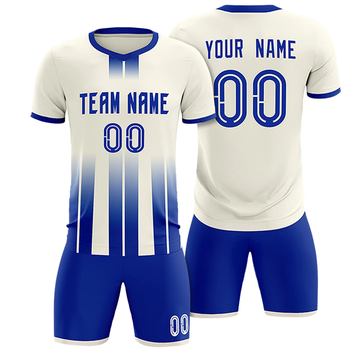 Custom Khaki Royal Blue Vertical Training Uniform Soccer Sets Jersey