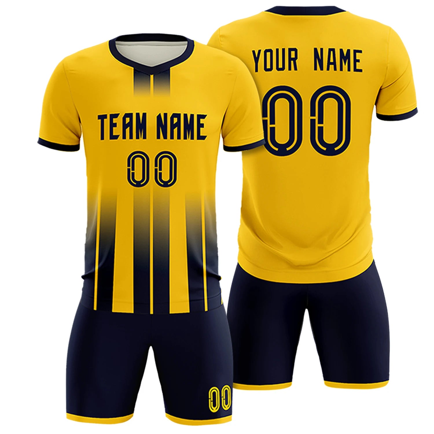 Custom Gold01 Navy Vertical Training Uniform Soccer Sets Jersey