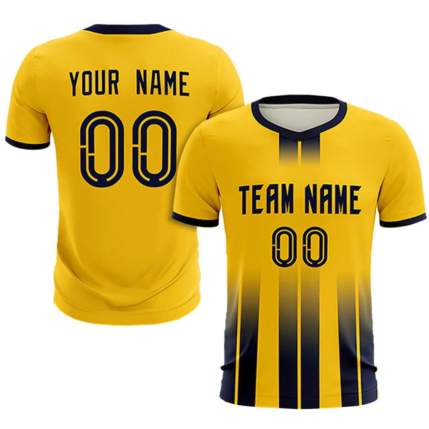 Custom Gold01 Navy Vertical Training Uniform Soccer Sets Jersey