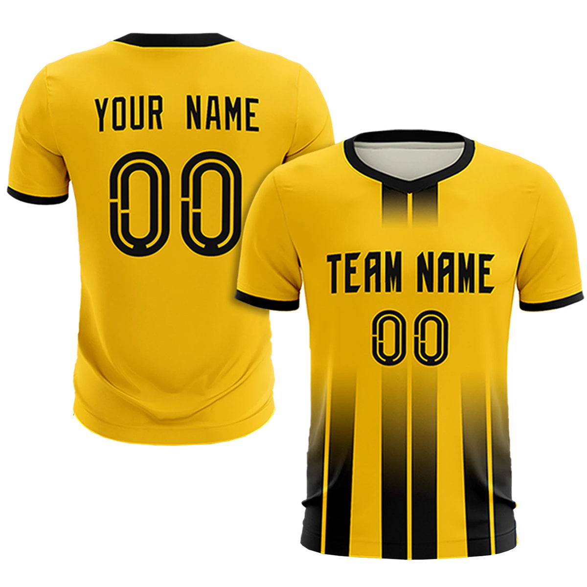 Custom Gold01 Black Vertical Training Uniform Soccer Sets Jersey