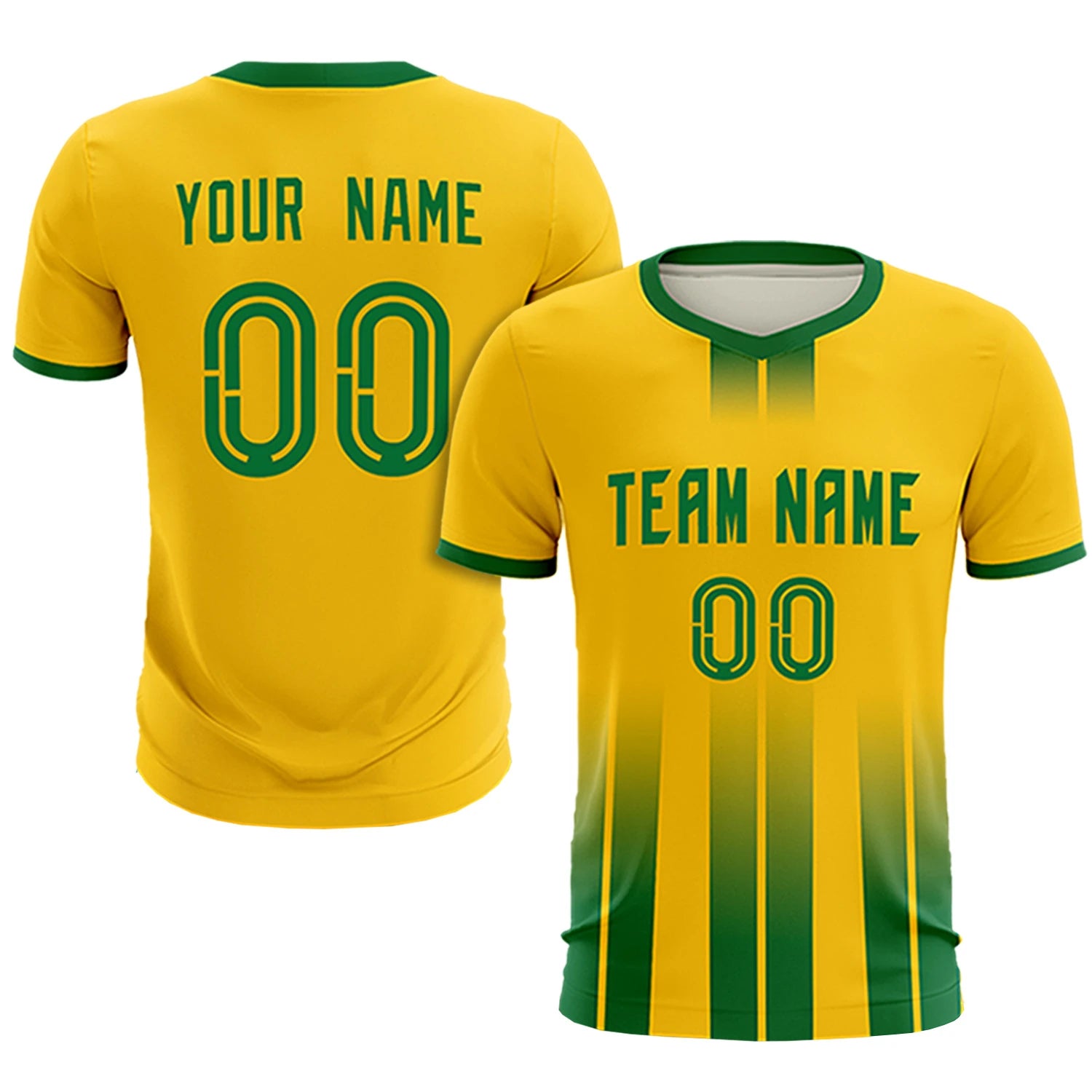 Custom Gold01 Kelly Green Vertical Training Uniform Soccer Sets Jersey