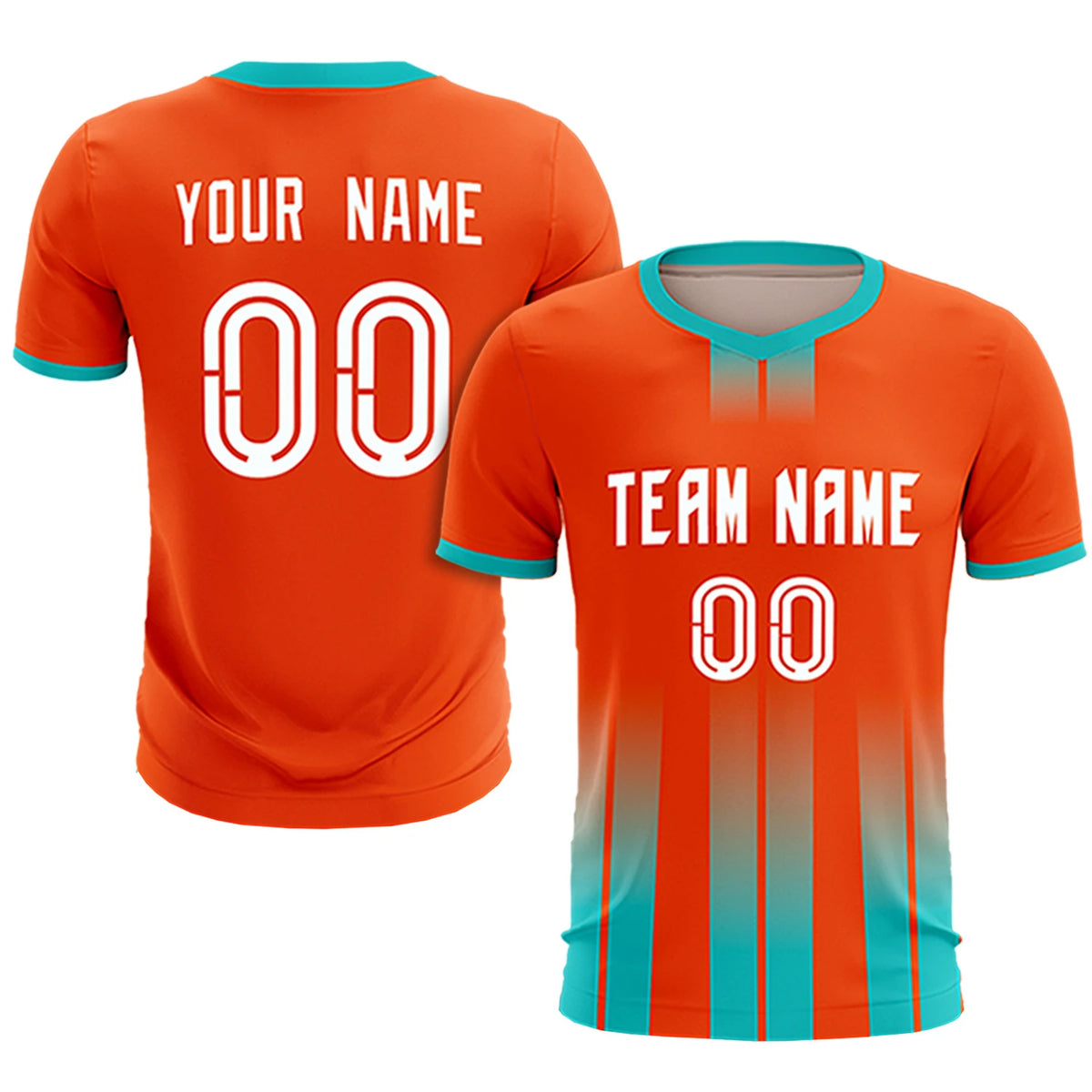 Custom Orange Bright Green Vertical Training Uniform Soccer Sets Jersey