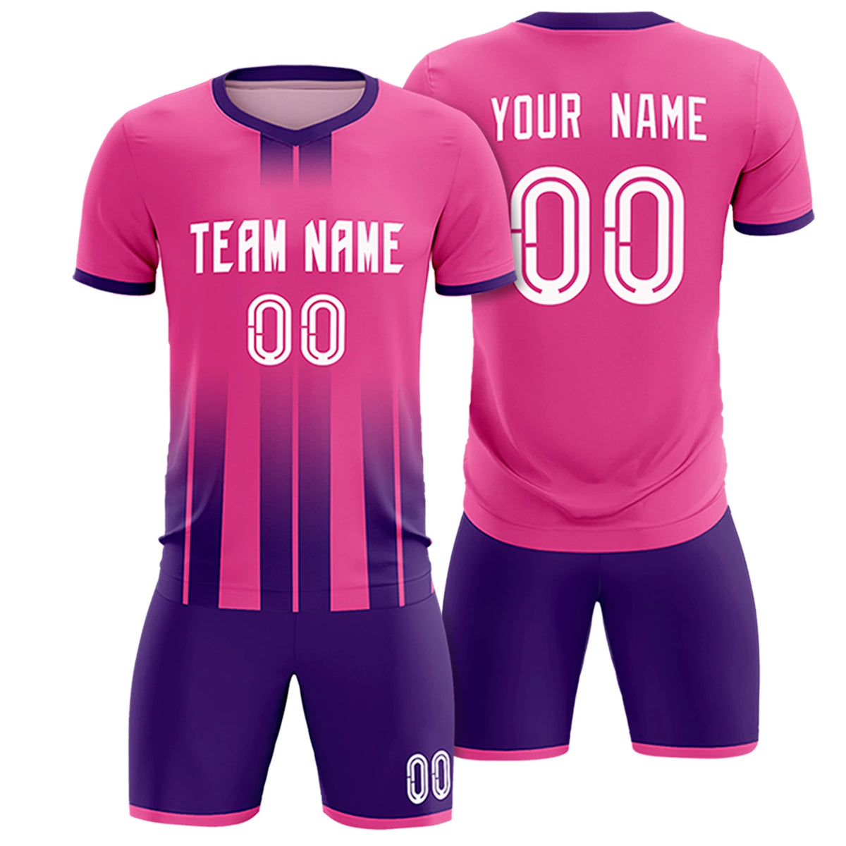 Custom Pink Purple Vertical Training Uniform Soccer Sets Jersey