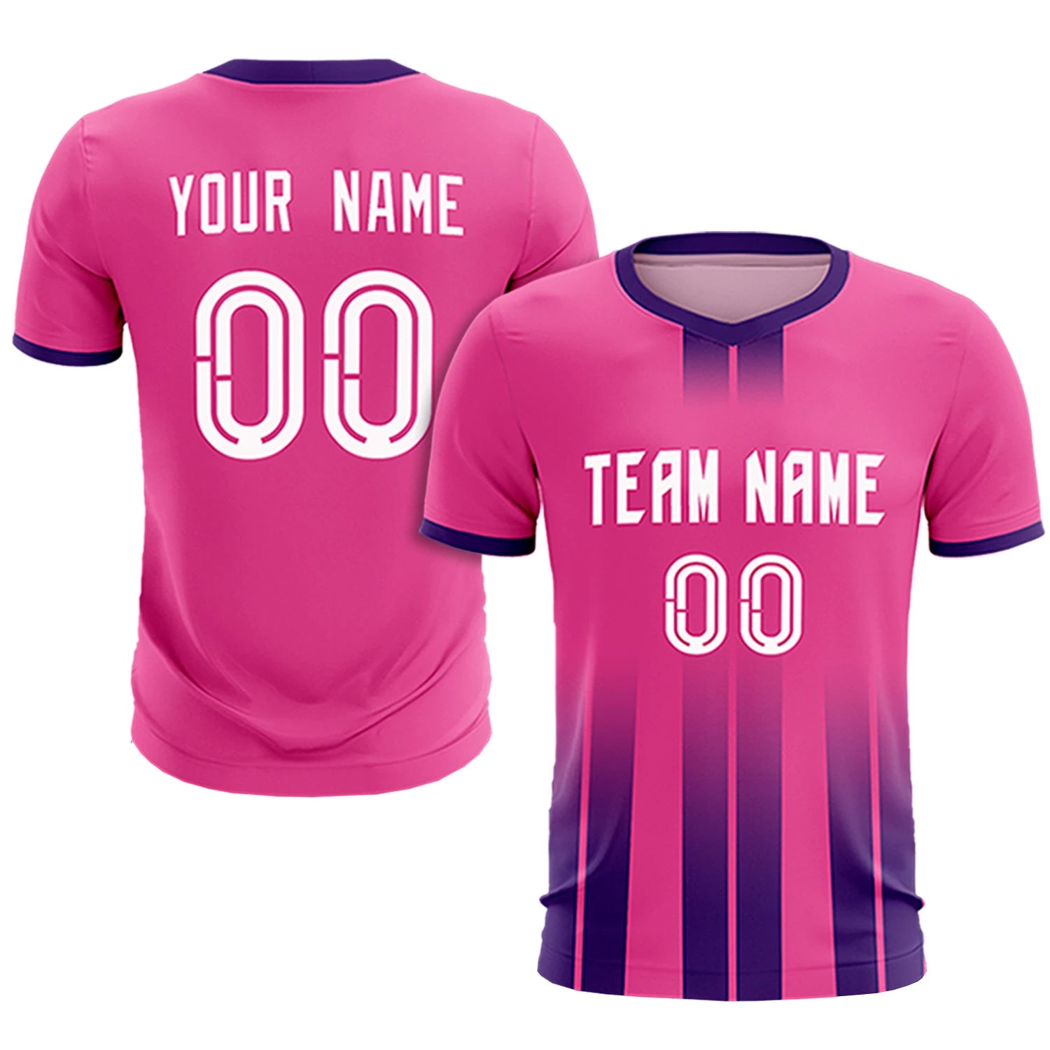 Custom Pink Purple Vertical Training Uniform Soccer Sets Jersey