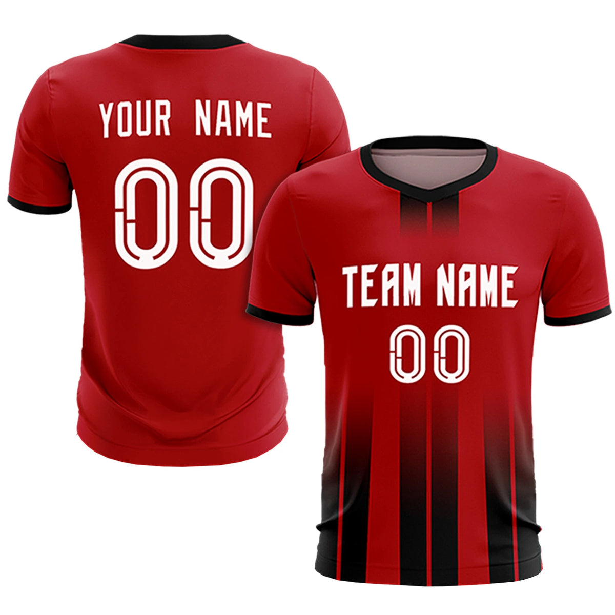 Custom Red Black Vertical Training Uniform Soccer Sets Jersey