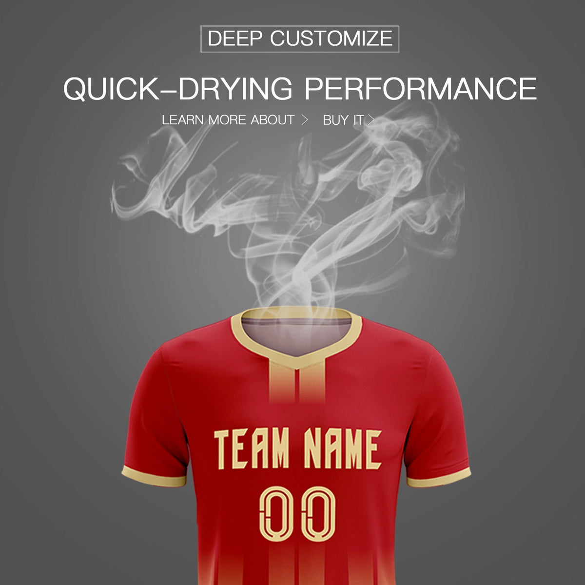 Custom Red Khaki Vertical Training Uniform Soccer Sets Jersey
