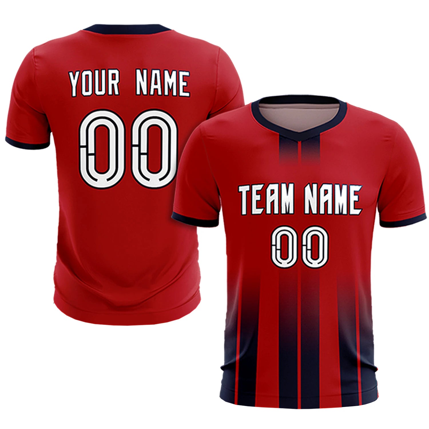 Custom Red Navy Vertical Training Uniform Soccer Sets Jersey