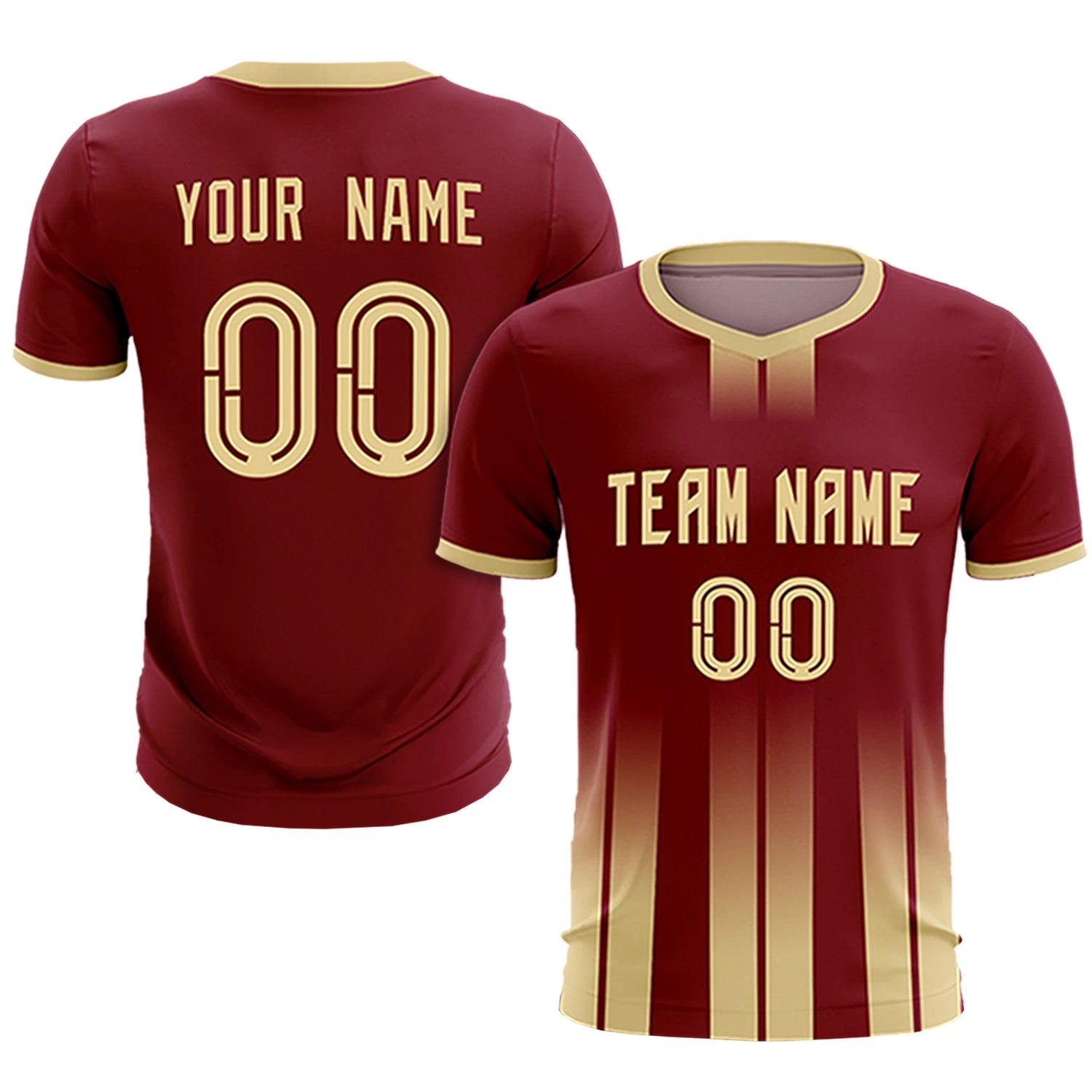 Custom Crimson Khaki Vertical Training Uniform Soccer Sets Jersey