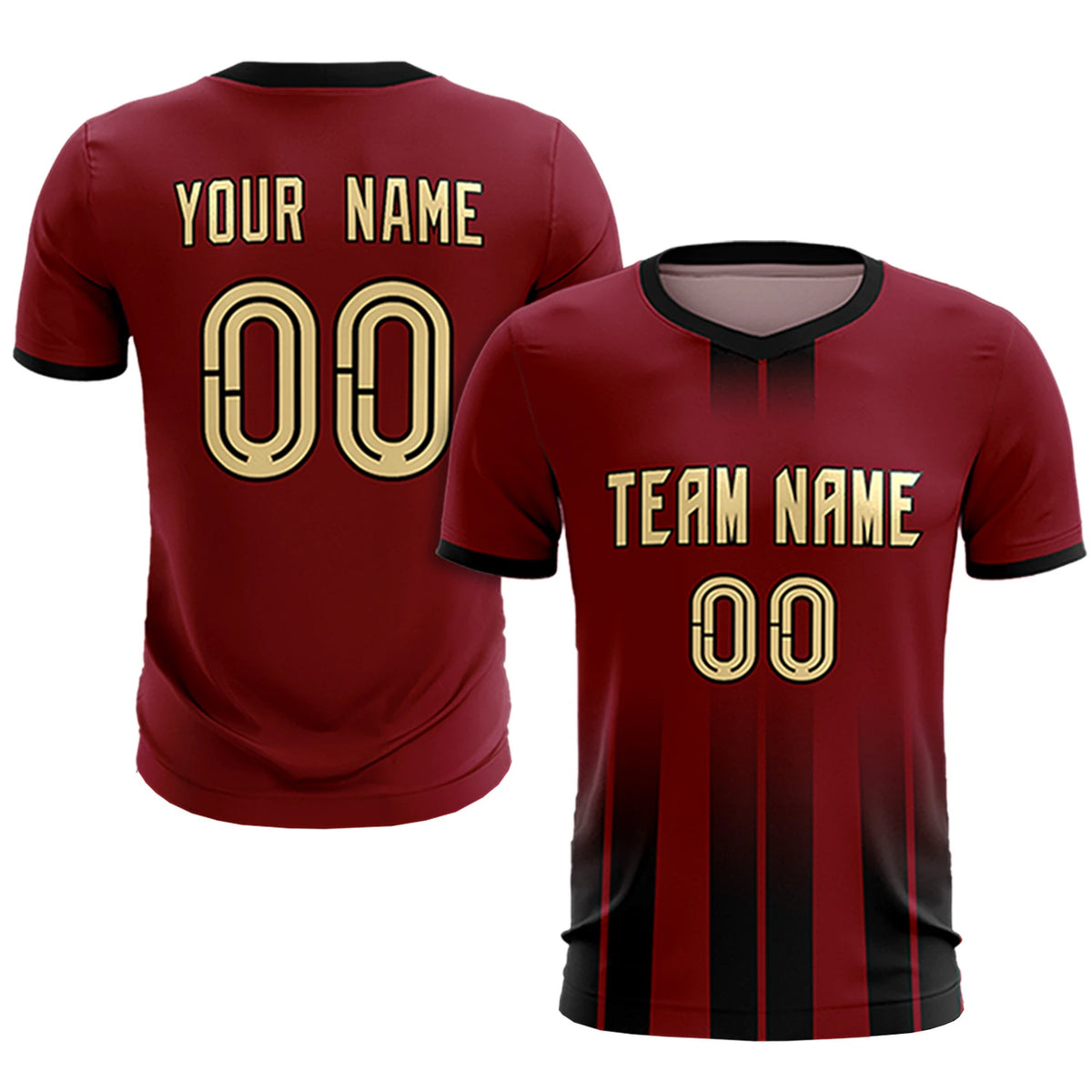 Custom Crimson Black Vertical Training Uniform Soccer Sets Jersey