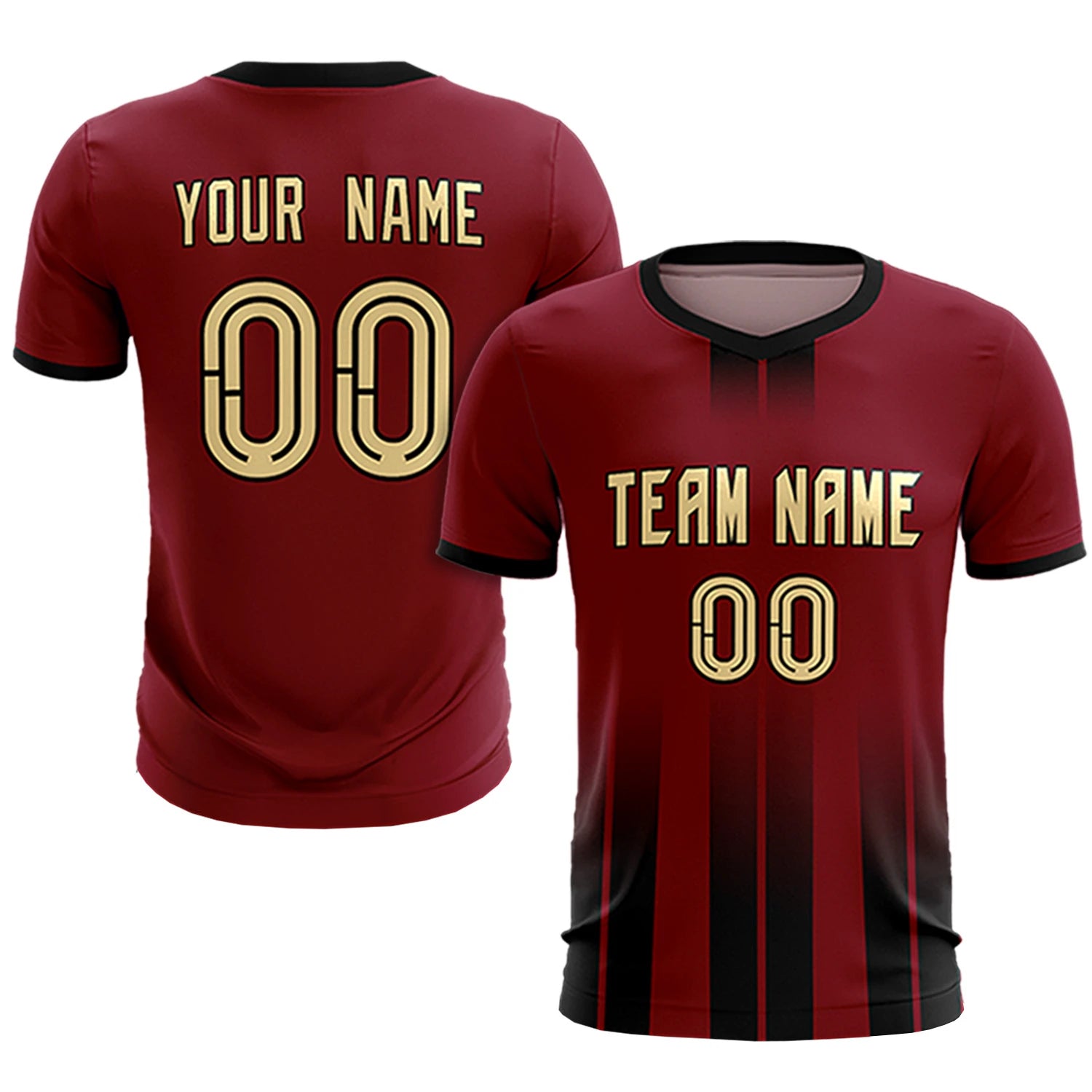 Custom Crimson Black Vertical Training Uniform Soccer Sets Jersey