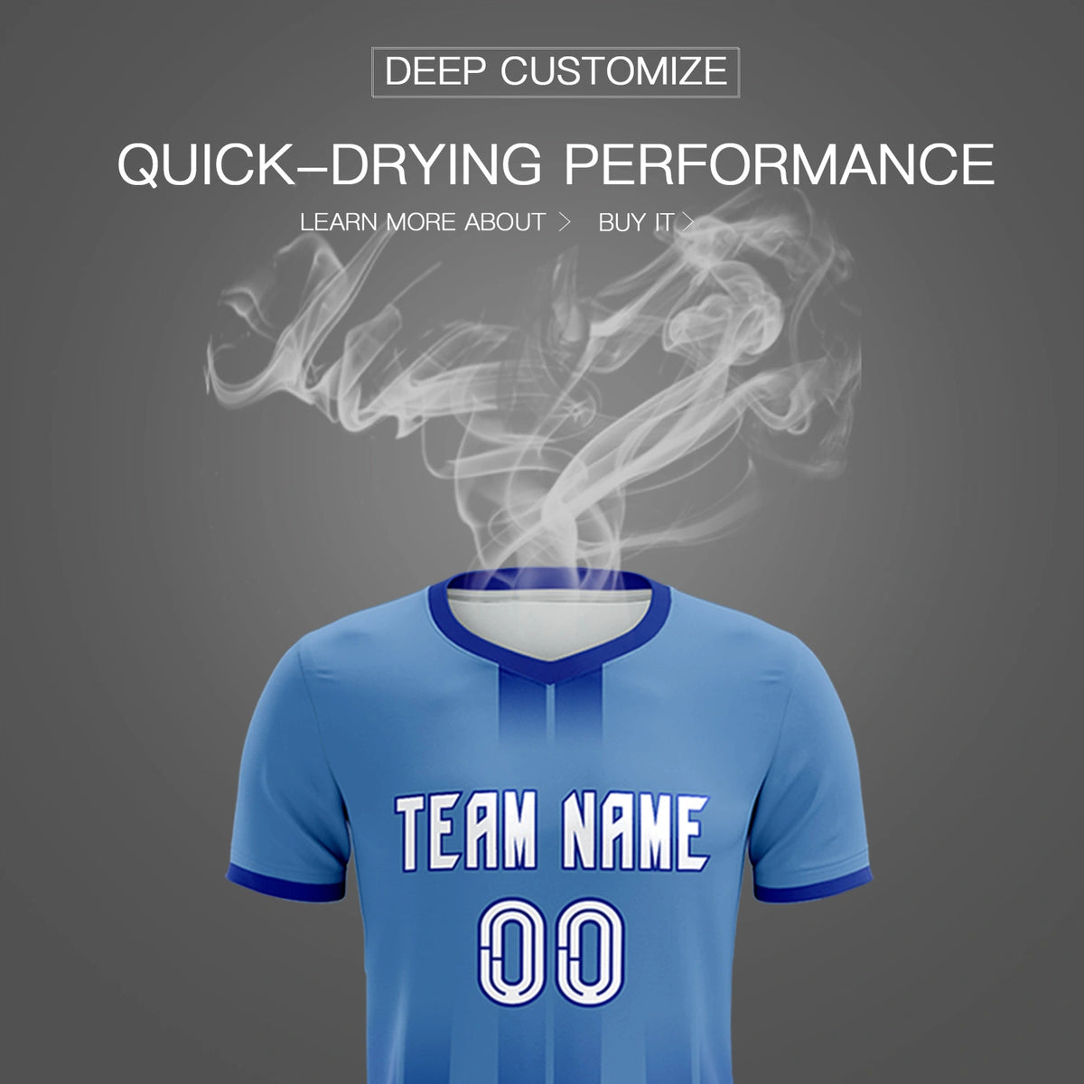 Custom Light Blue Royal Blue Vertical Training Uniform Soccer Sets Jersey
