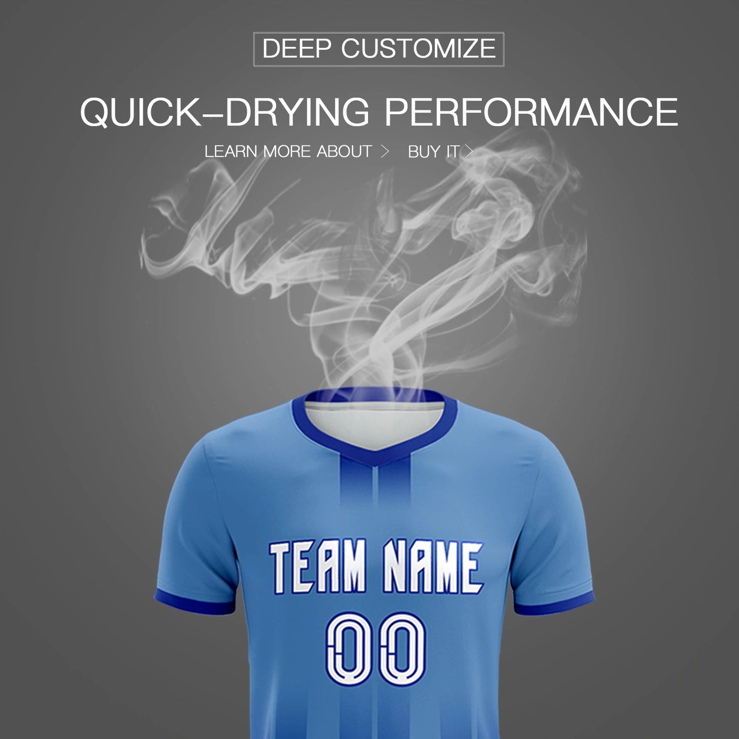 Custom Light Blue Royal Blue Vertical Training Uniform Soccer Sets Jersey
