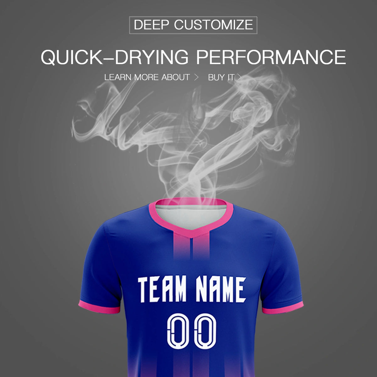 Custom Royal Blue Pink Vertical Training Uniform Soccer Sets Jersey