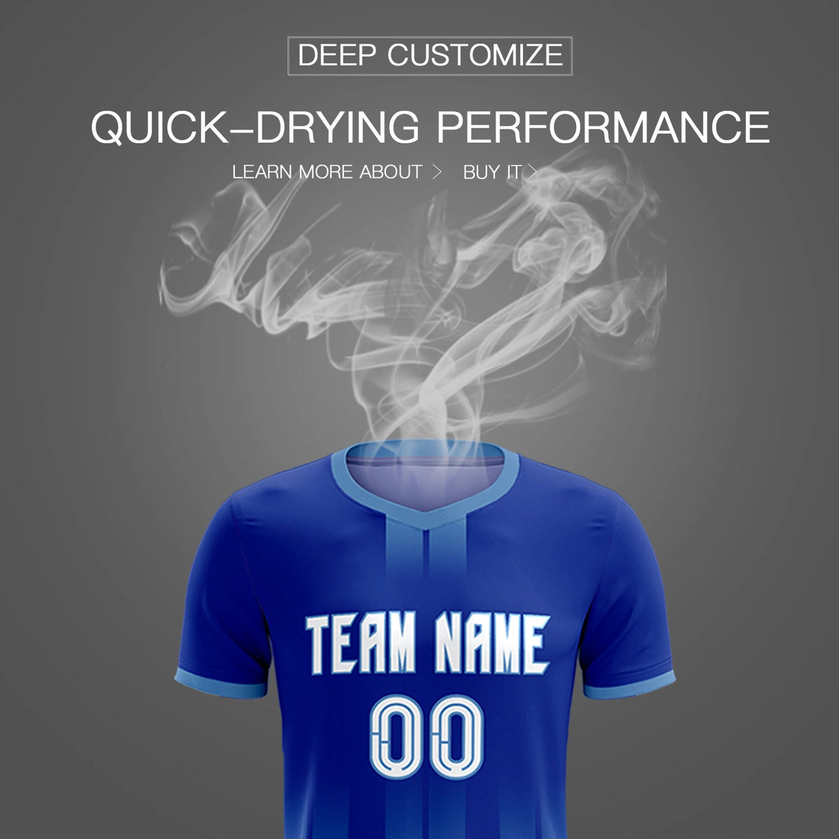 Custom Royal Blue Light Blue Vertical Training Uniform Soccer Sets Jersey