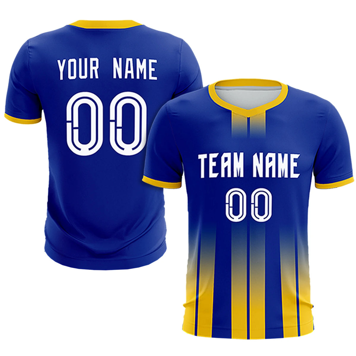 Custom Royal Blue Gold01 Vertical Training Uniform Soccer Sets Jersey