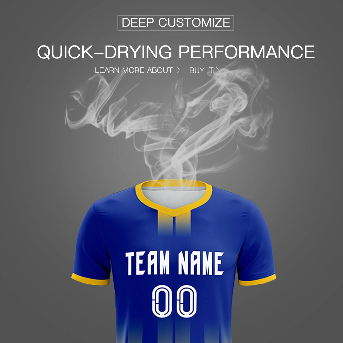 Custom Royal Blue Gold01 Vertical Training Uniform Soccer Sets Jersey