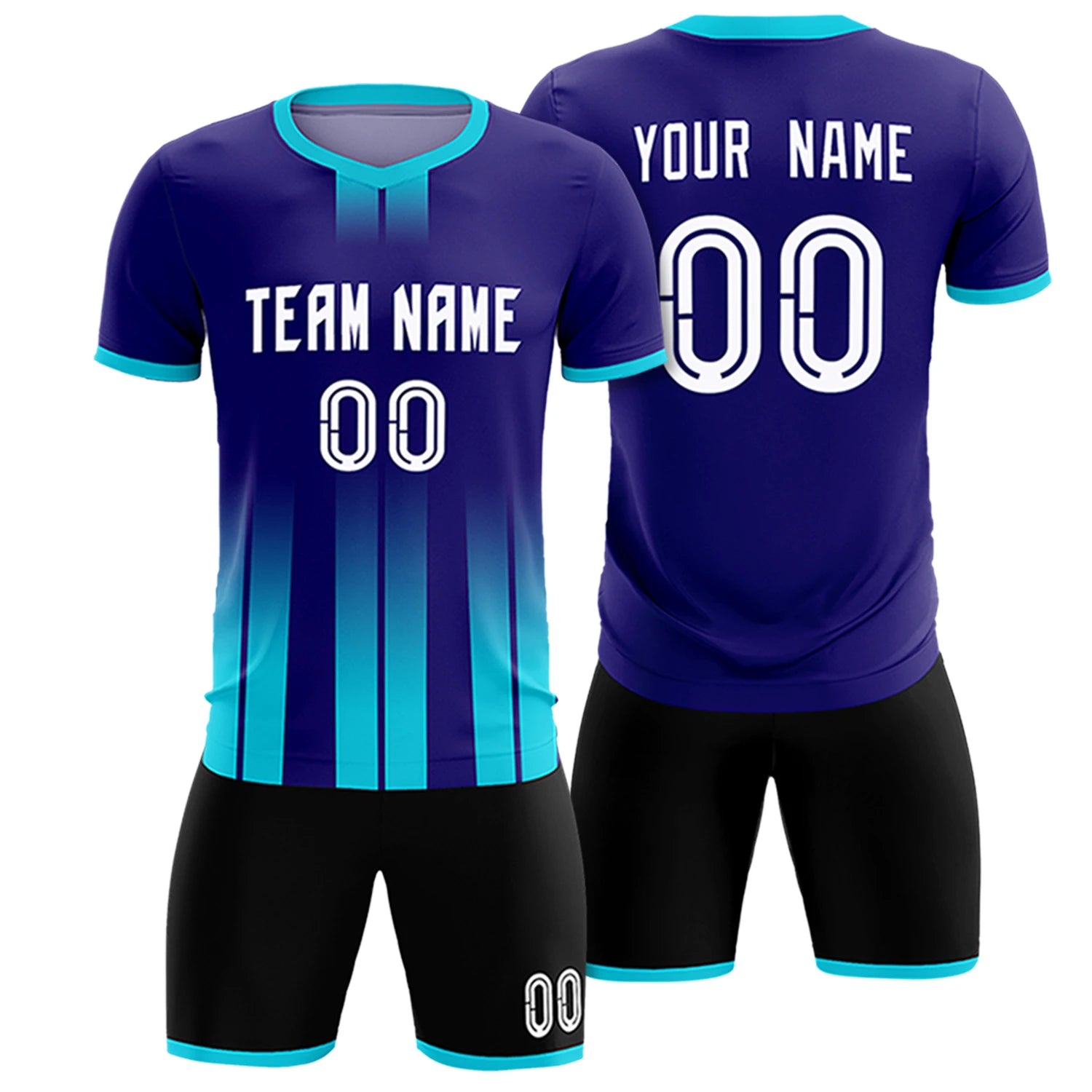 Custom Purple Sky Blue Vertical Training Uniform Soccer Sets Jersey