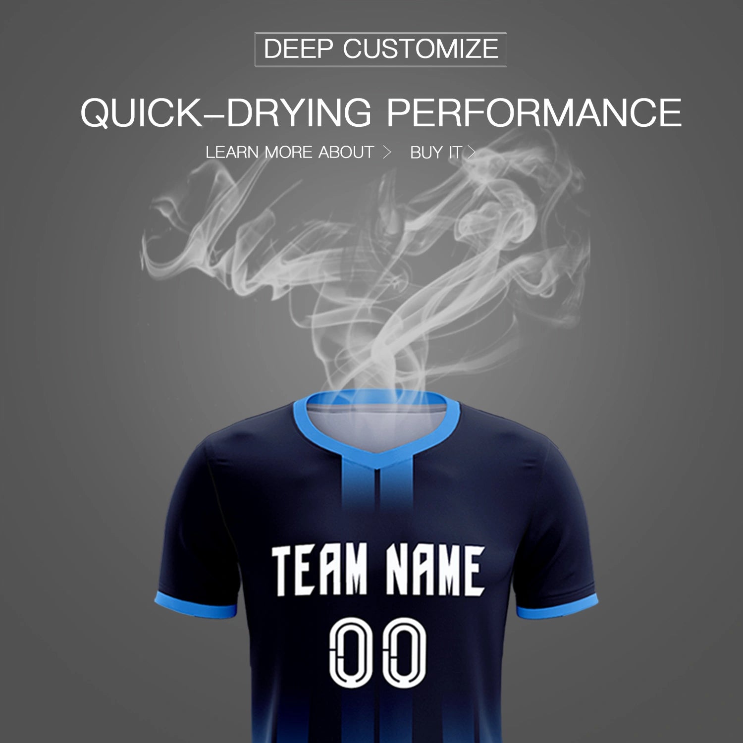 Custom Navy Powder Blue Vertical Training Uniform Soccer Sets Jersey