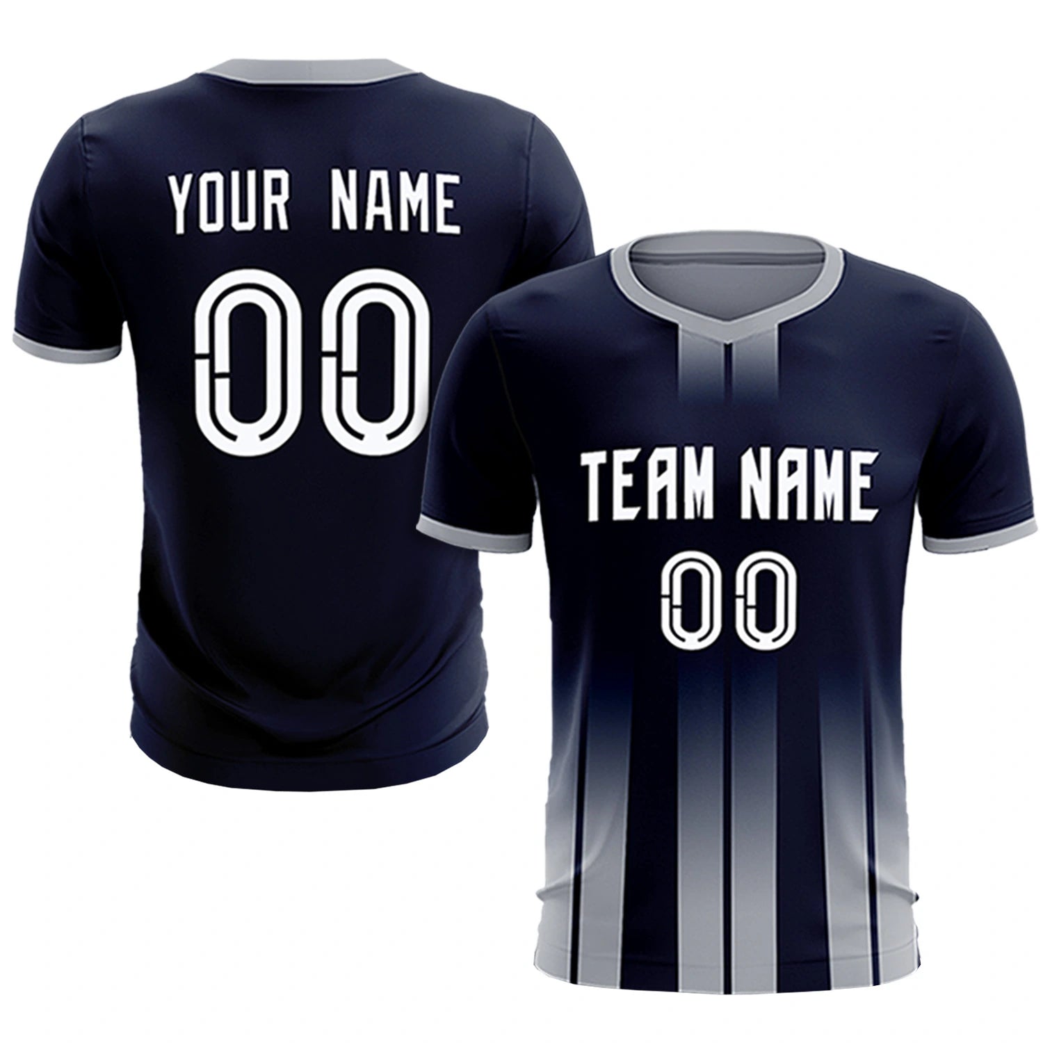 Custom Navy Gray Vertical Training Uniform Soccer Sets Jersey