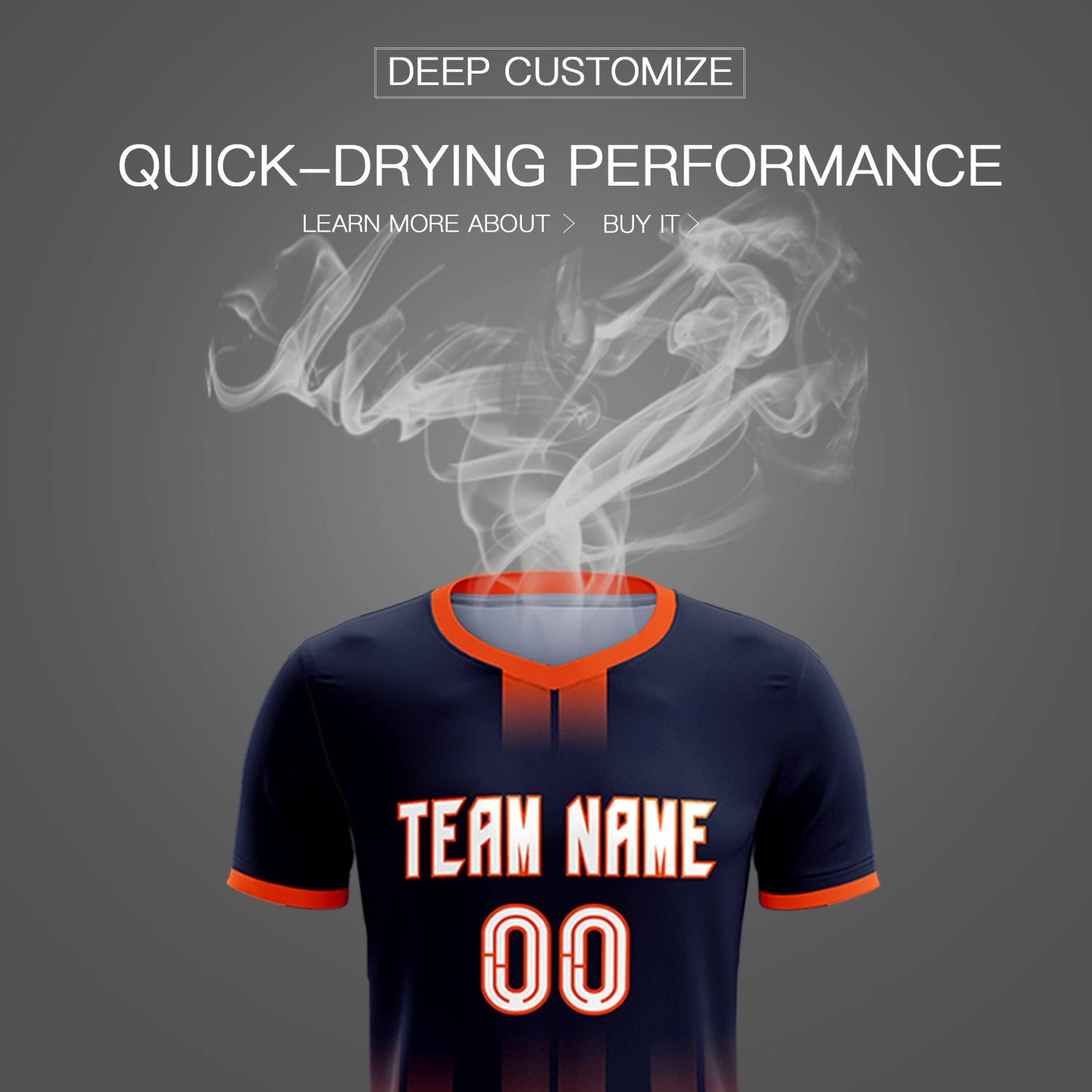 Custom Navy Orange Vertical Training Uniform Soccer Sets Jersey
