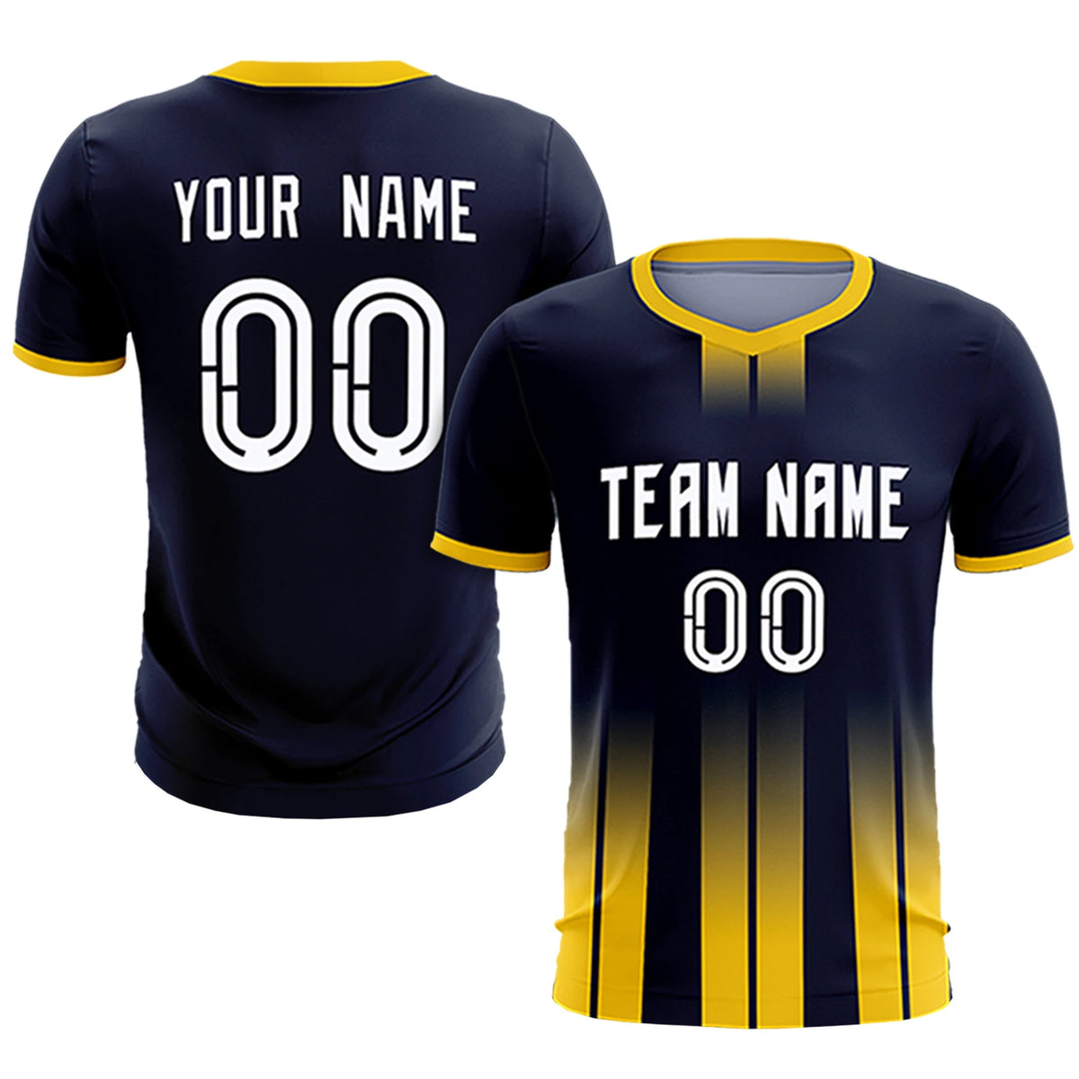 Custom Navy Gold01 Vertical Training Uniform Soccer Sets Jersey