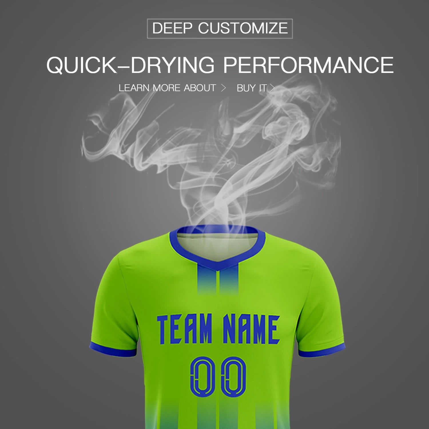 Custom Neon Green Royal Blue Vertical Training Uniform Soccer Sets Jersey