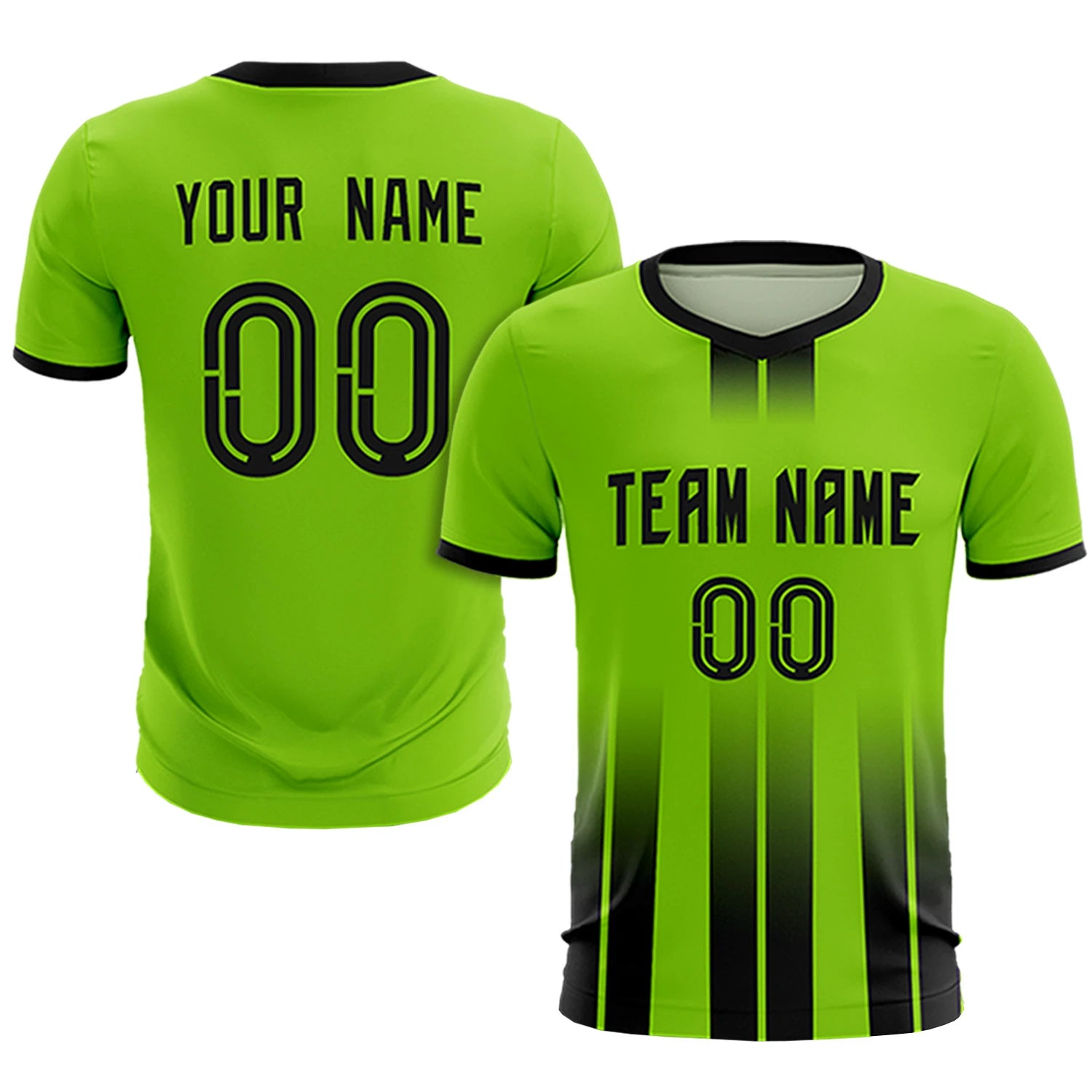 Custom Neon Green Black Vertical Training Uniform Soccer Sets Jersey